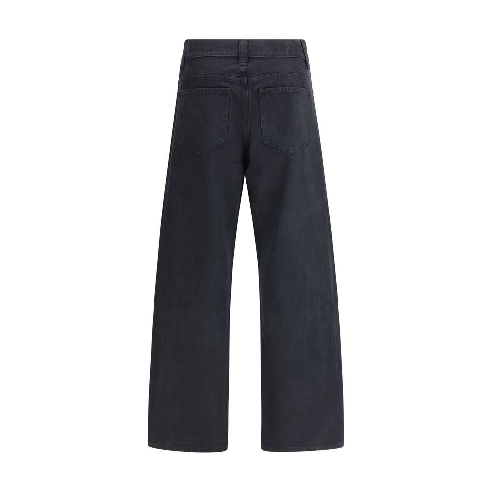 Black Cotton Straight-Leg Jeans