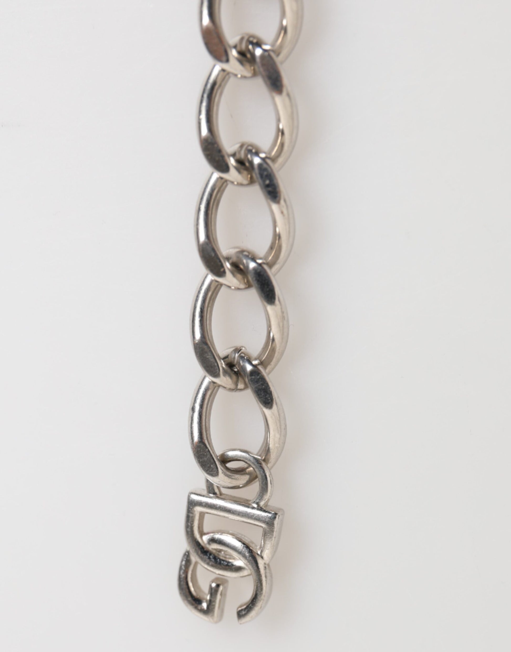 Silver Tone Brass Chain Lobster Clasp DG Logo Bracelet