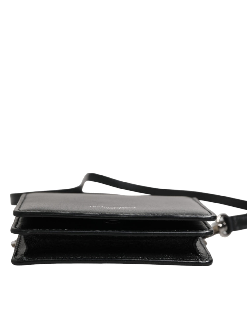 Black Leather Bifold Card Holder Crossbody Men Borse Bag
