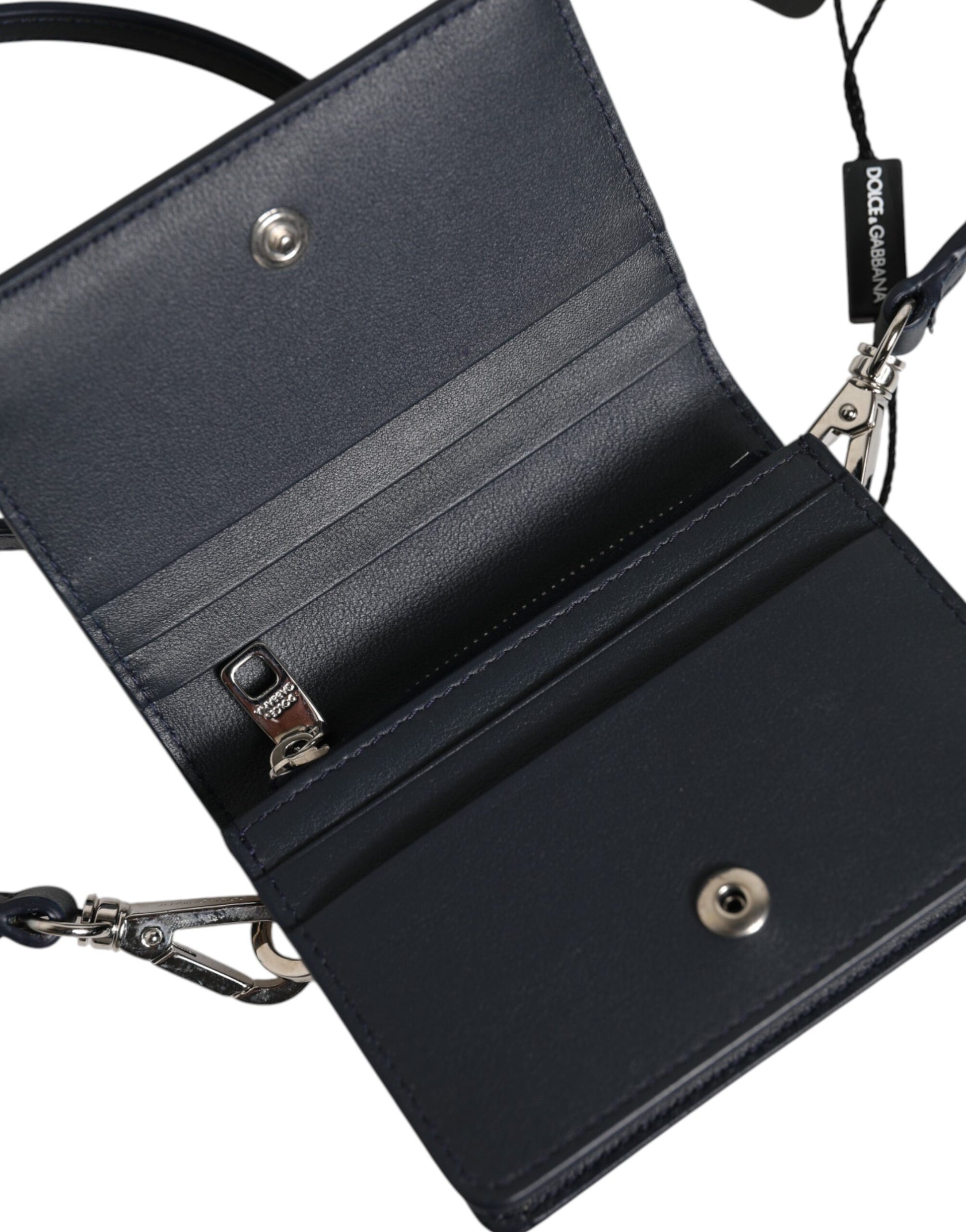 Beige Black Leather Card Holder Crossbody Men Borse Bag
