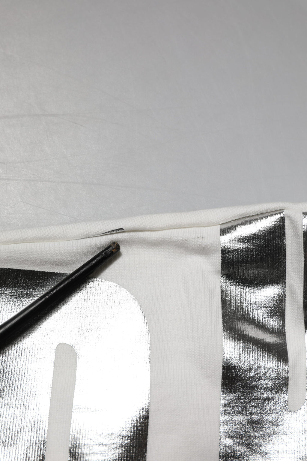 White Metallic Print Cotton CrewNeck T-shirt