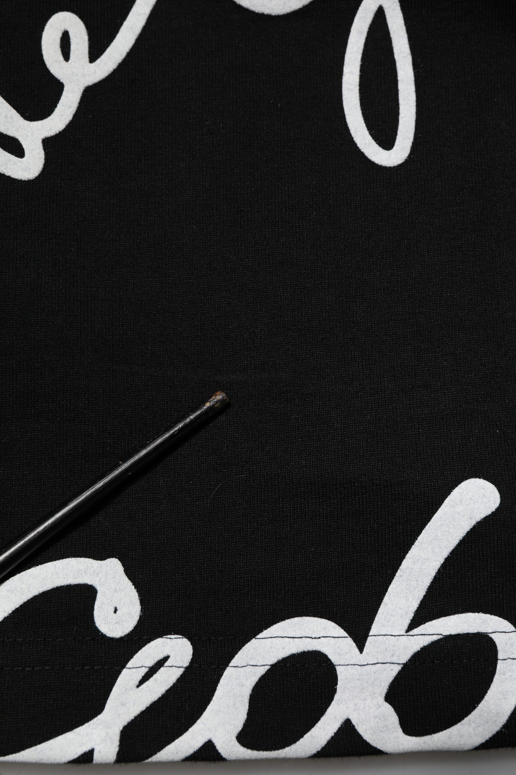 Black Logo Print Cotton Crew Neck  T-shirt