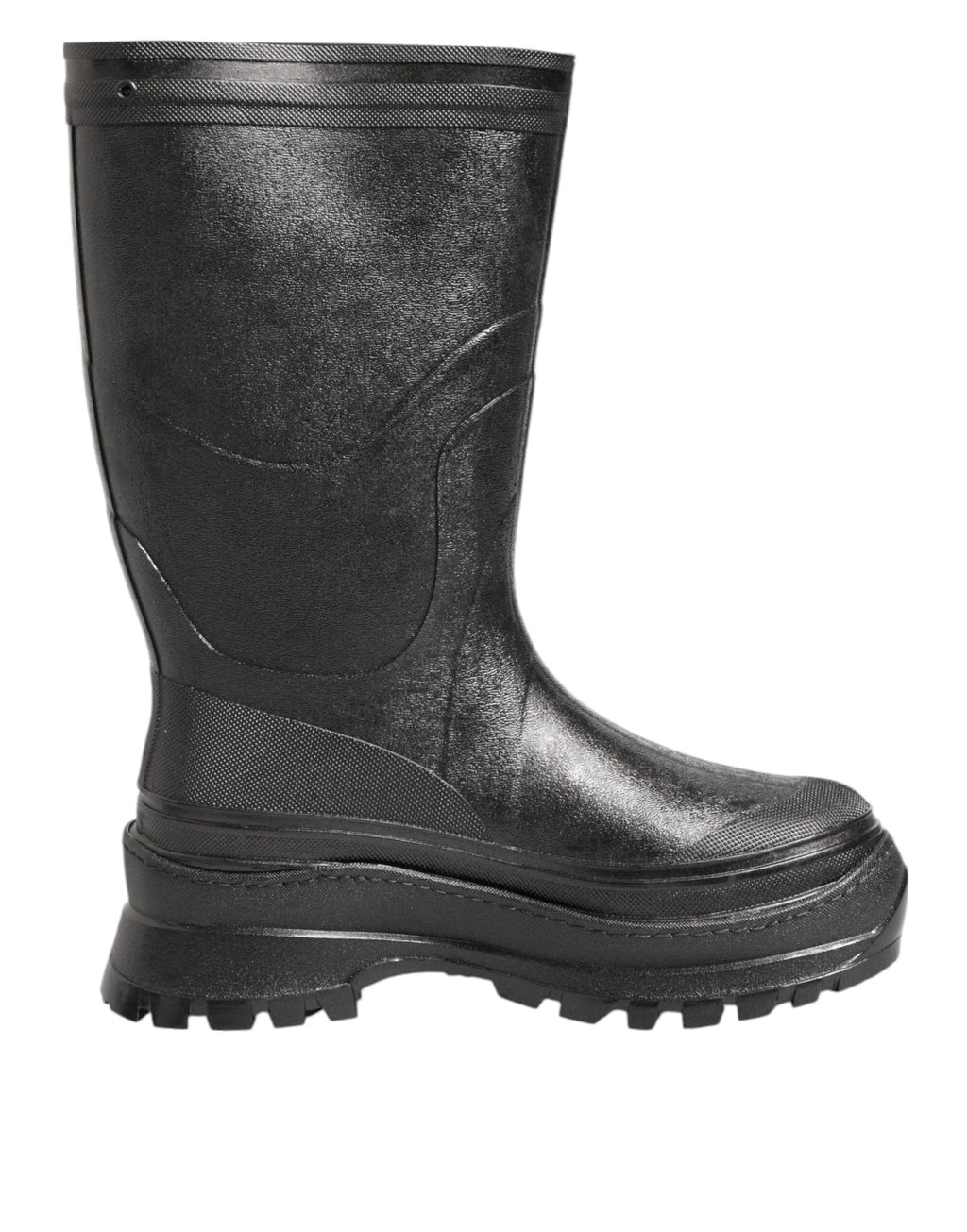 Metallic Black Pull On Rain Boots Men Shoes