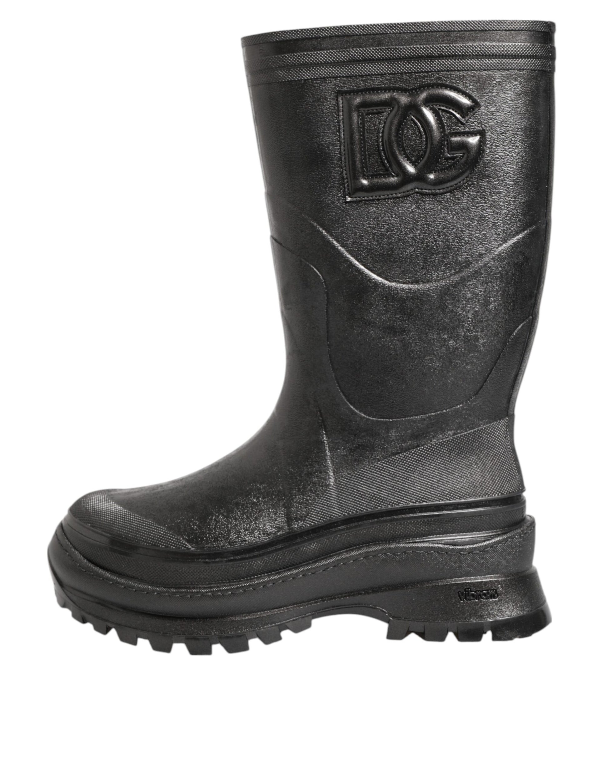 Metallic Black Pull On Rain Boots Men Shoes