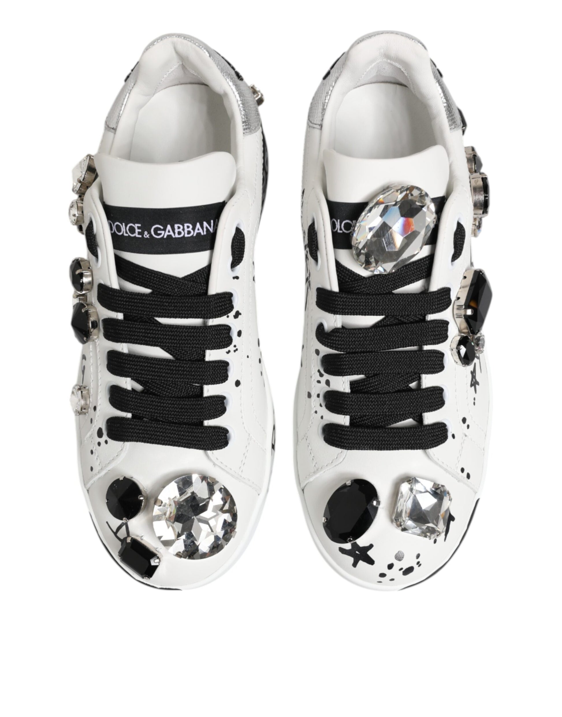 White Portofino Crystal Sneakers  Shoes