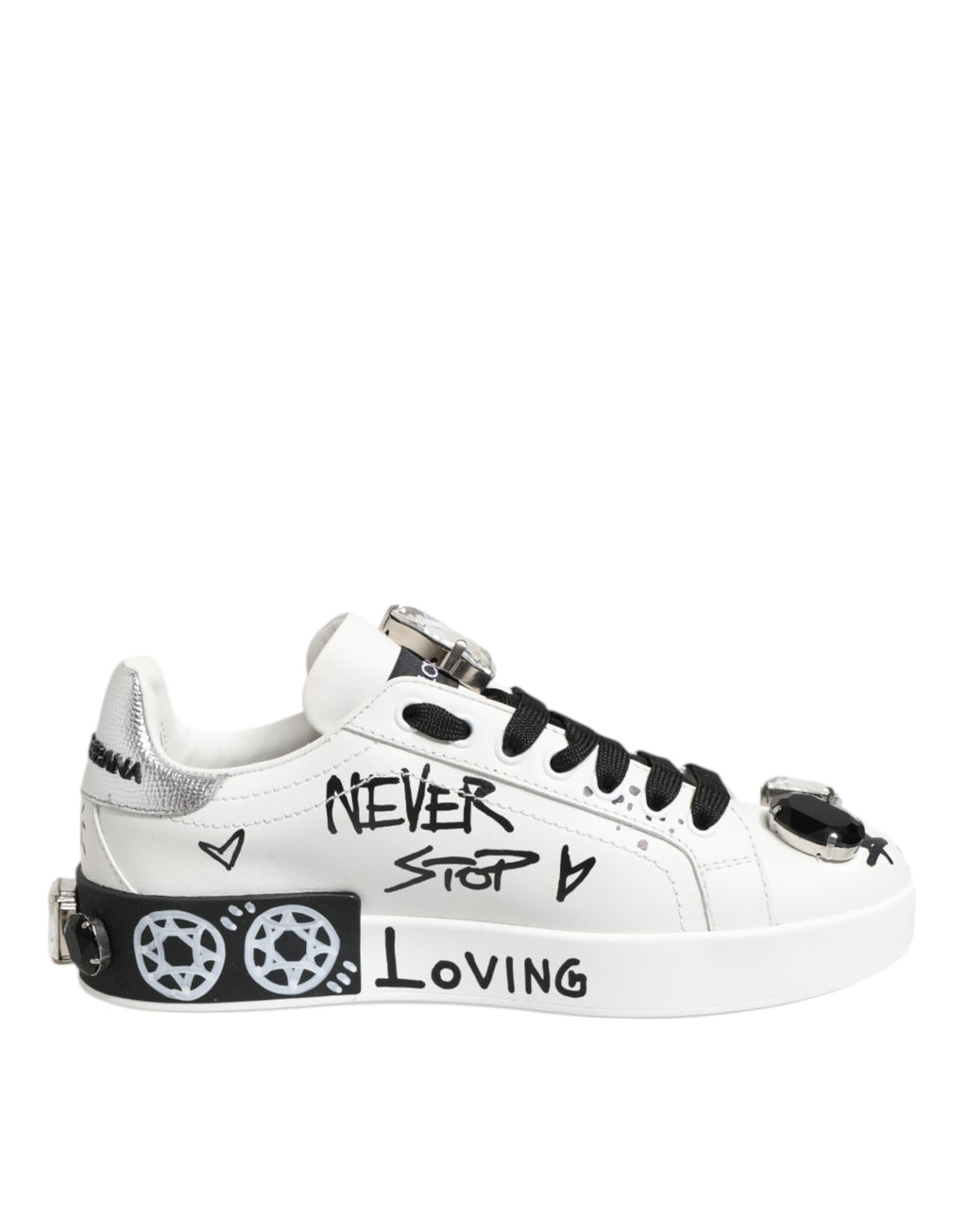 White Portofino Crystal Sneakers  Shoes