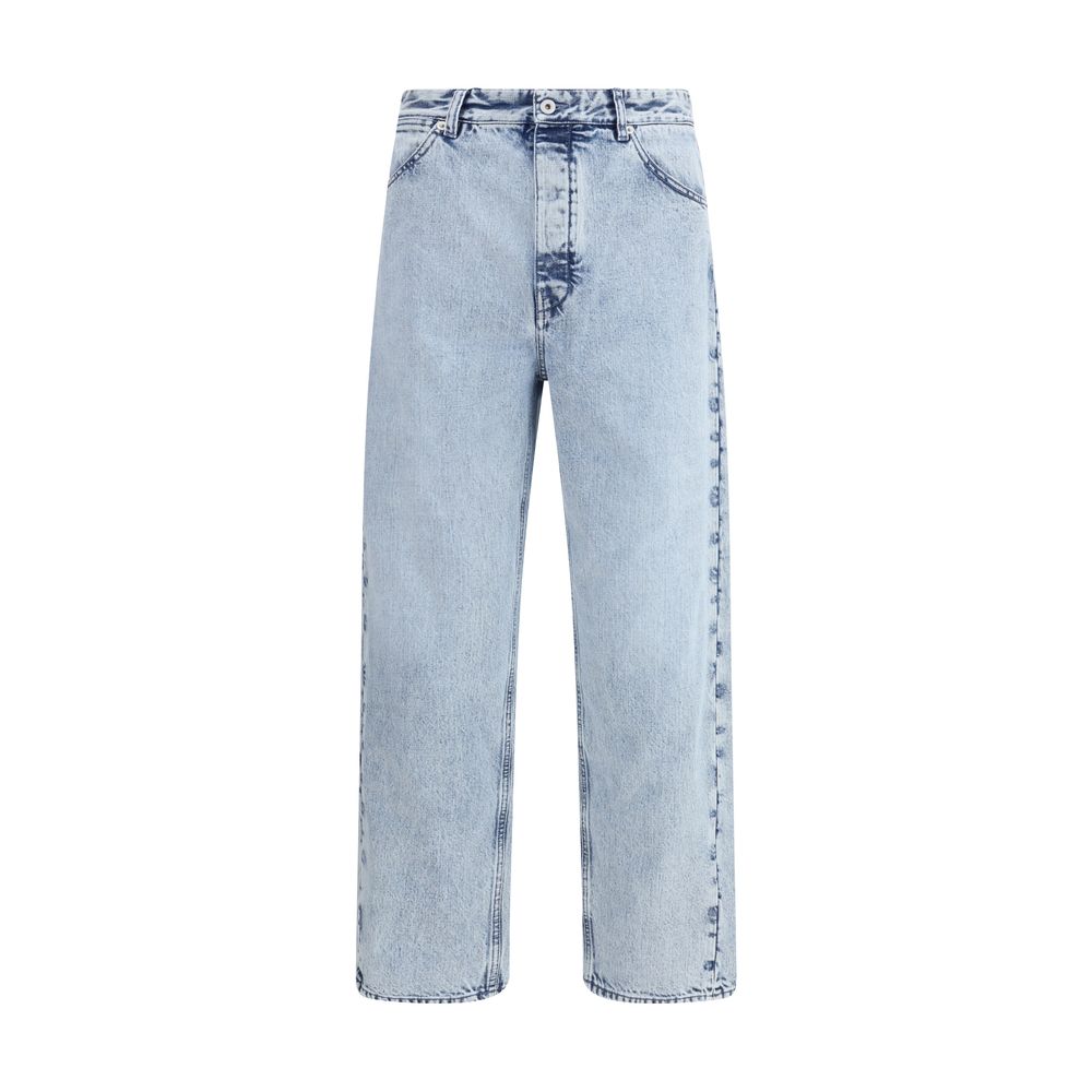 Light Blue Cotton Straight-Leg Jeans