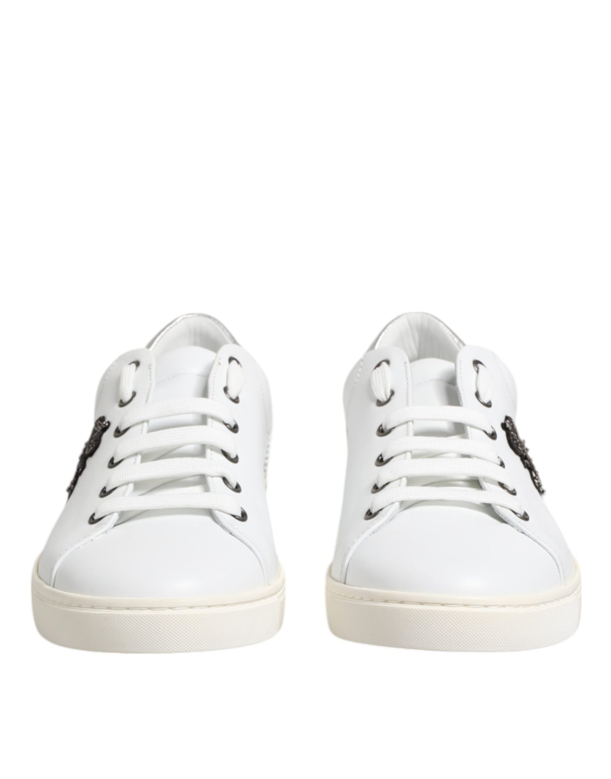 White Crown Bee Leather Low Top Sneakers Shoes