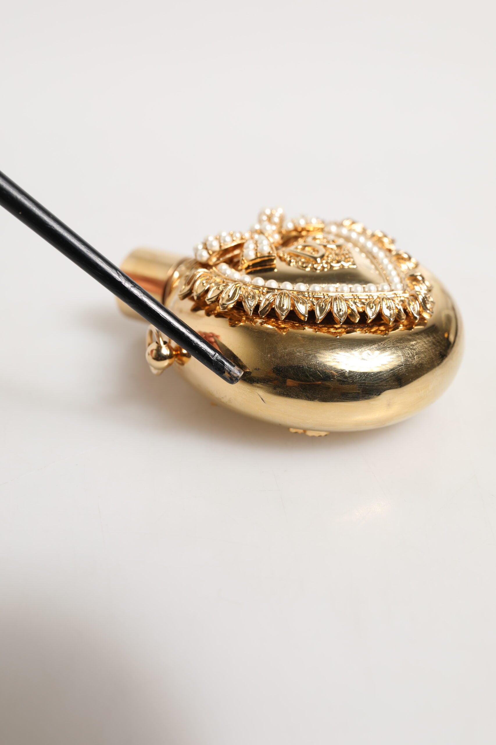 Gold Brass Rhinestone Devotion Charm Pendant Necklace