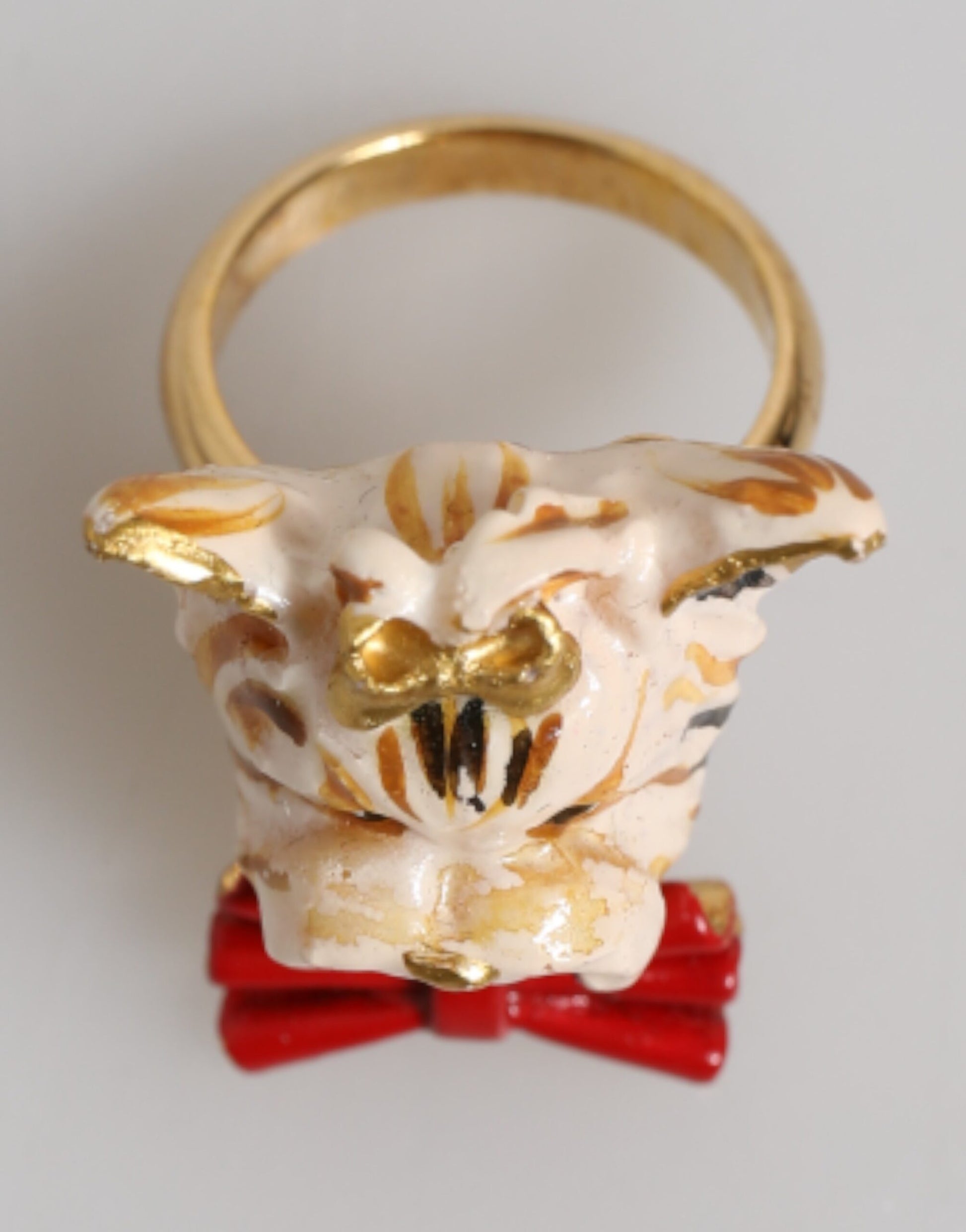 Gold Brass Resin Beige Dog Pet Accessory Ring