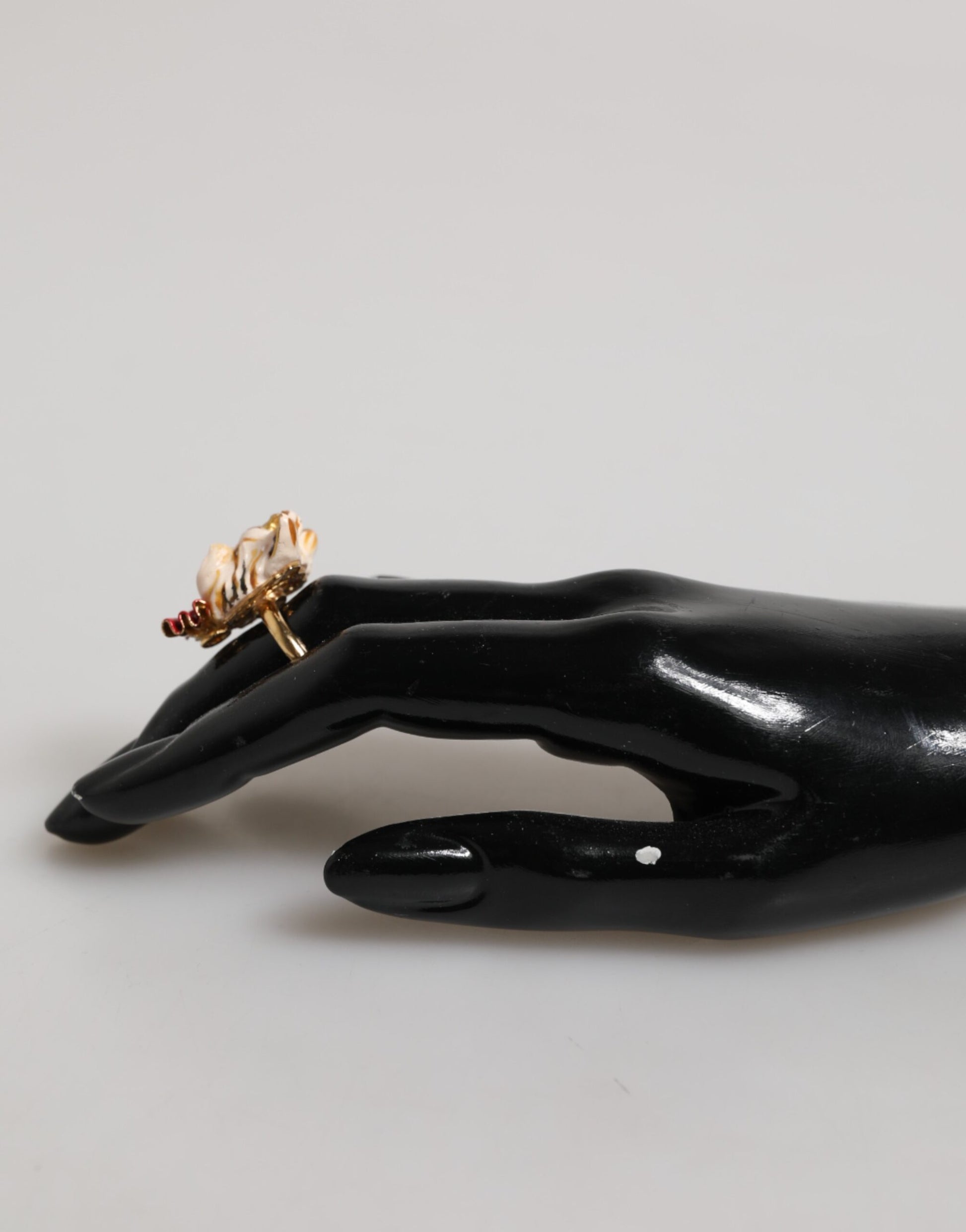 Gold Brass Resin Beige Dog Pet Accessory Ring