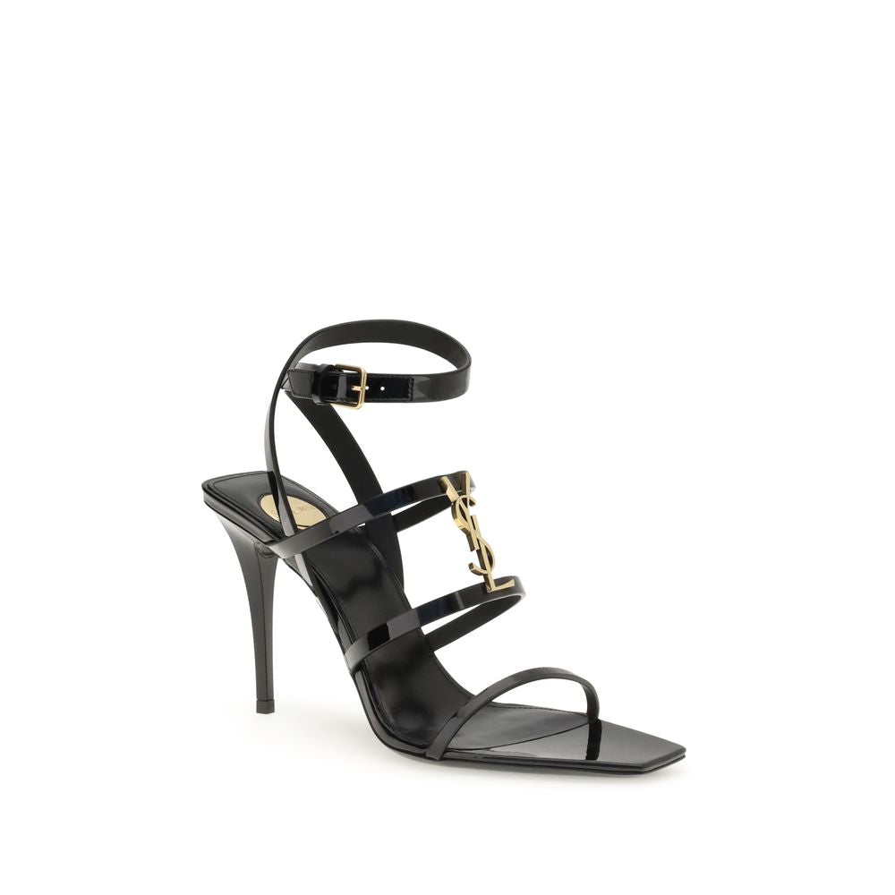 Black Calf Leather Bos Taurus Stiletto Heel Sandals