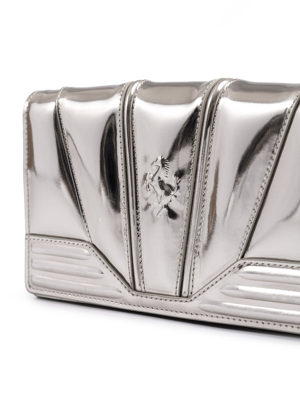 Metal Silver GT patent leather bag with chain