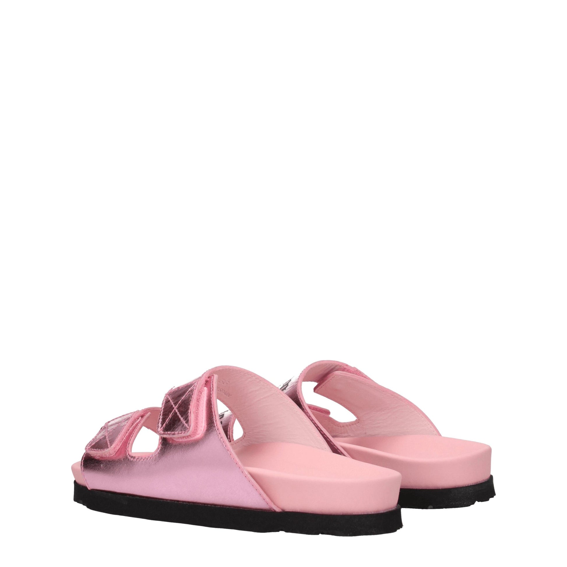 Pink Leather Slippers Sandals