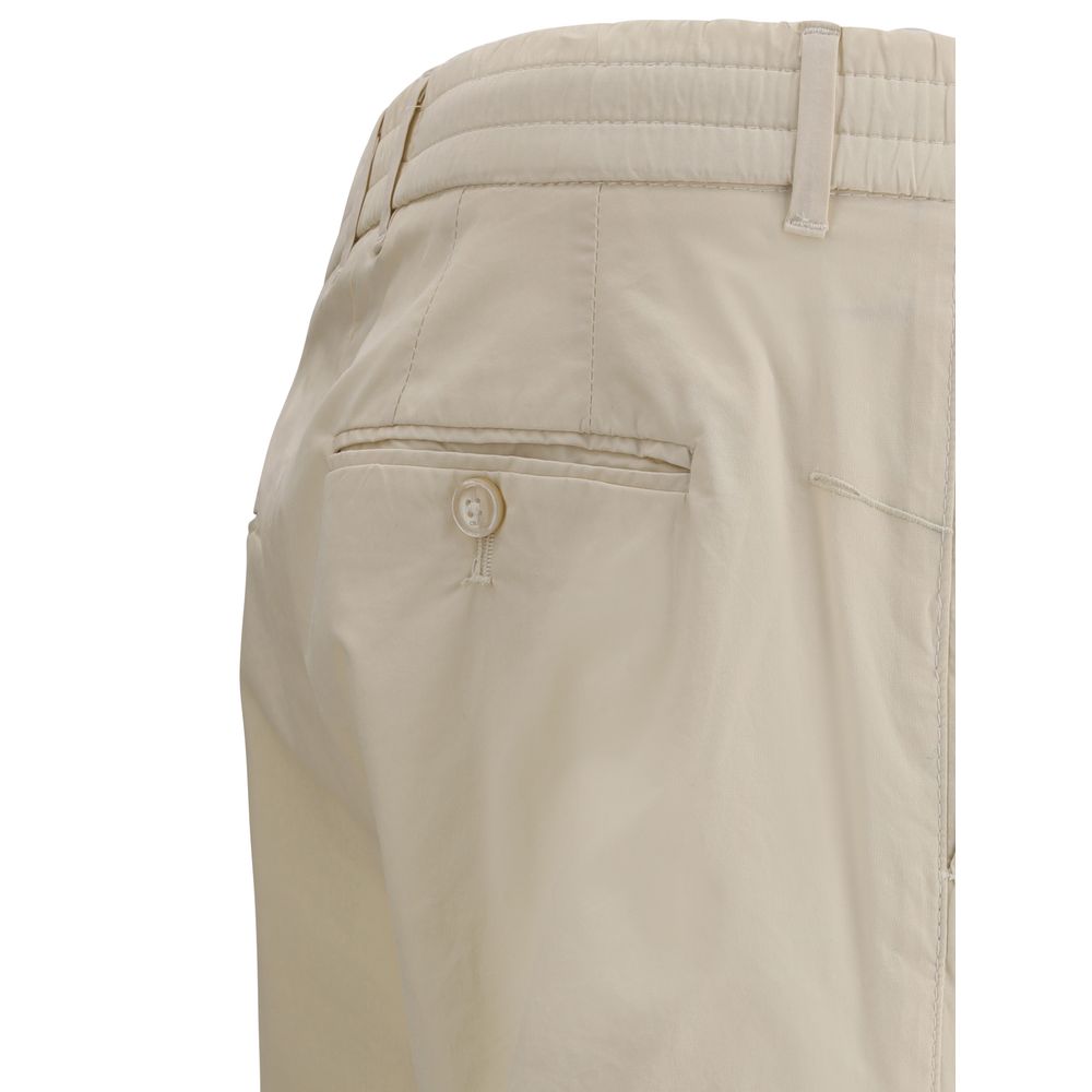 Beige Cotton Casual Pants