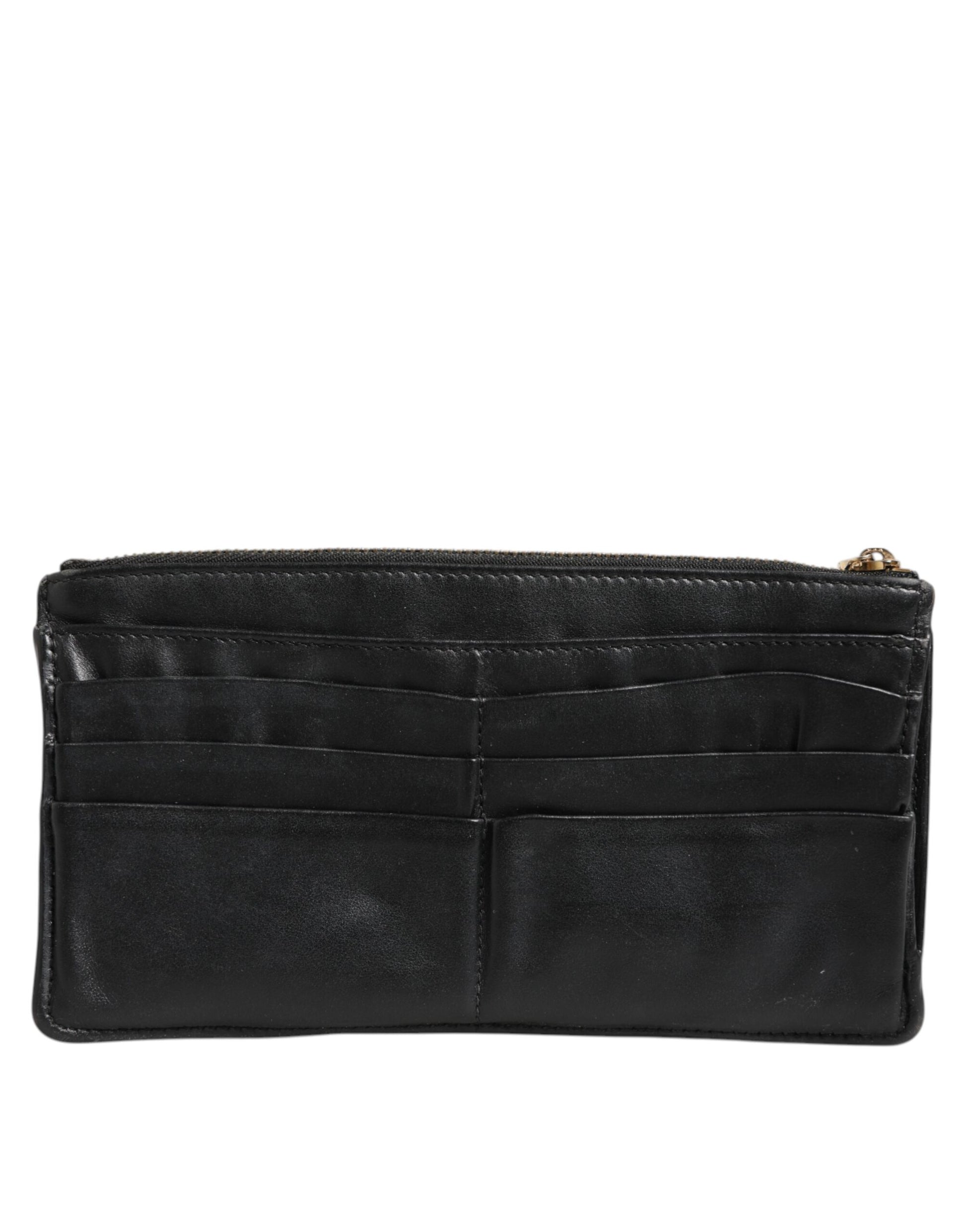 Black Calfskin Leather DG Logo Women Card Holder Wallet
