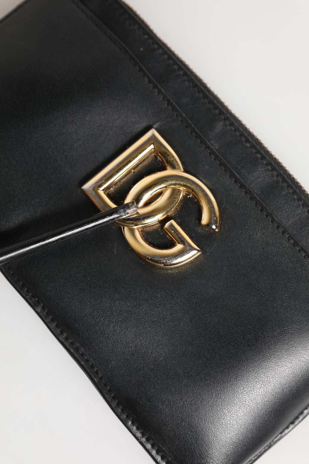 Black Calfskin Leather DG Logo Women Card Holder Wallet