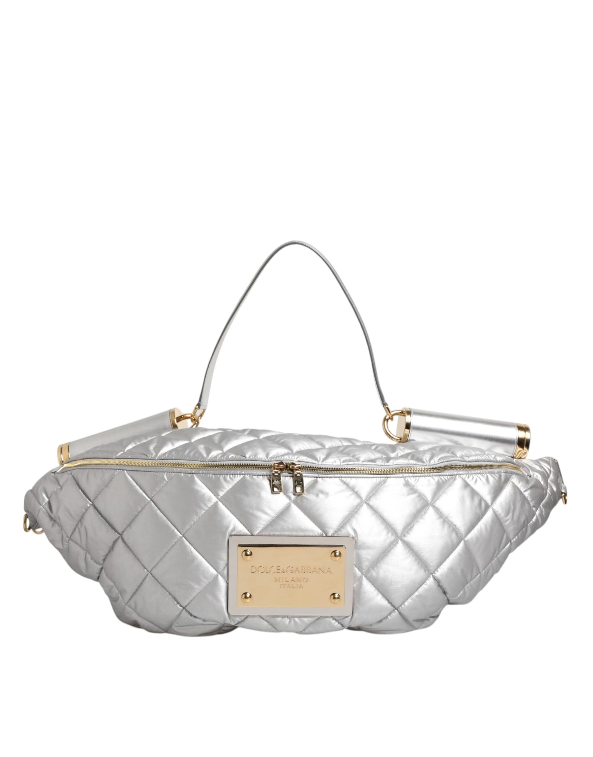 Silver Quilted Filled Crossbody Shoulder Bag SICILY Bag