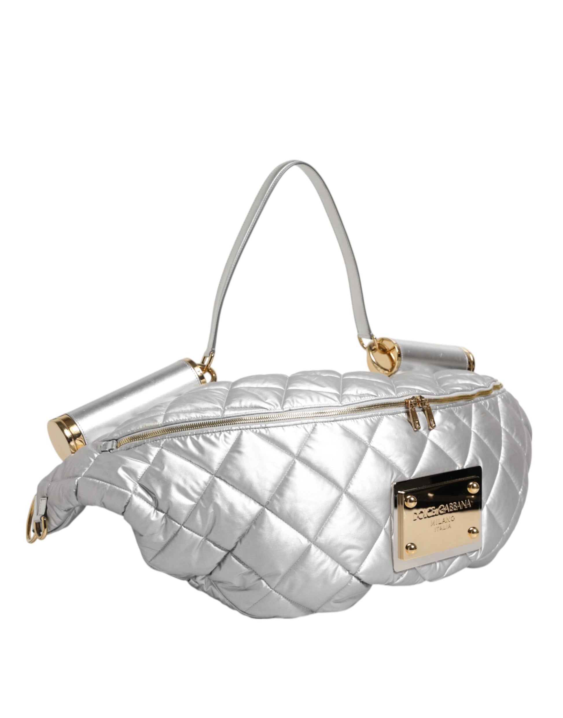 Silver Quilted Filled Crossbody Shoulder Bag SICILY Bag