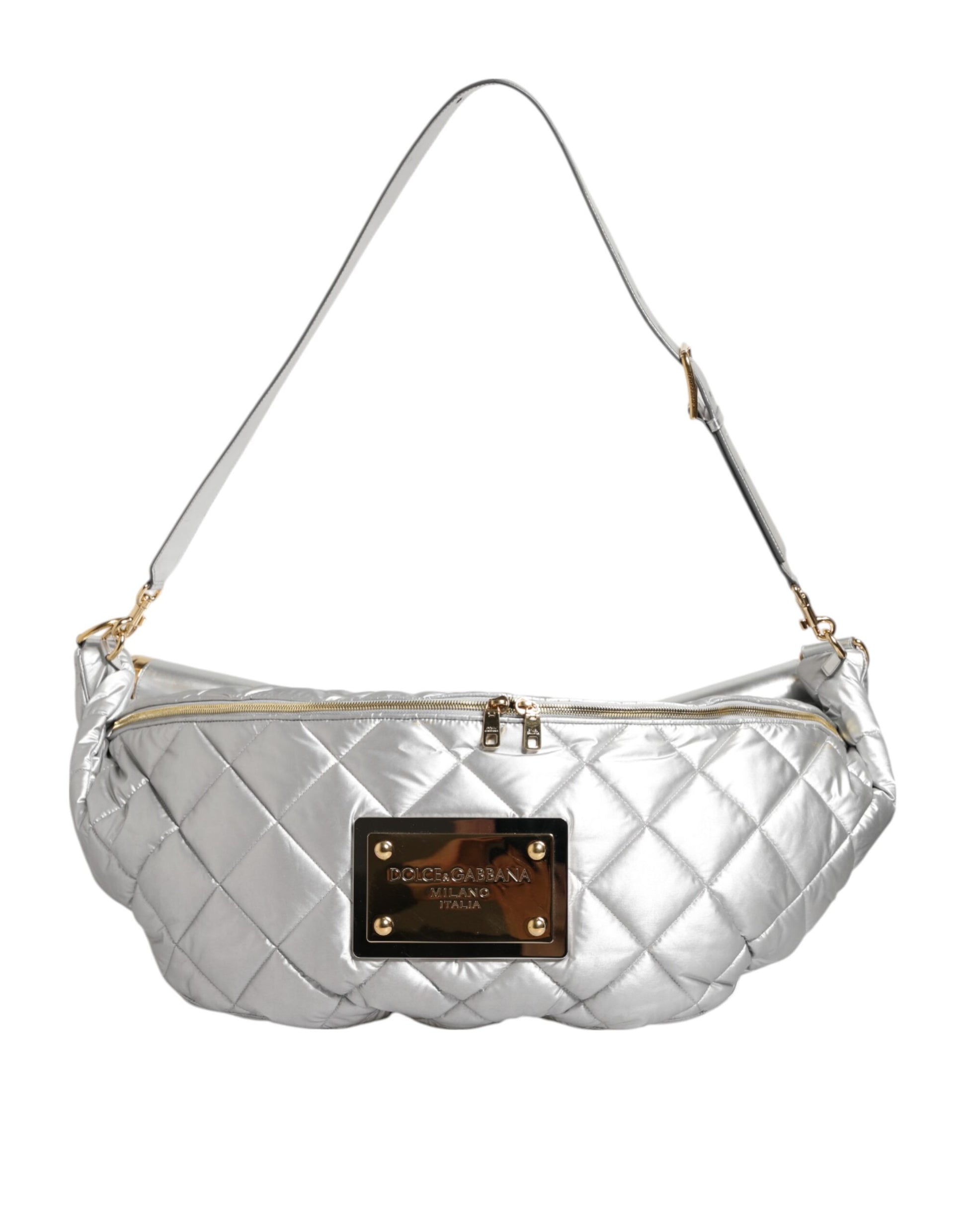 Silver Quilted Filled Crossbody Shoulder Bag SICILY Bag