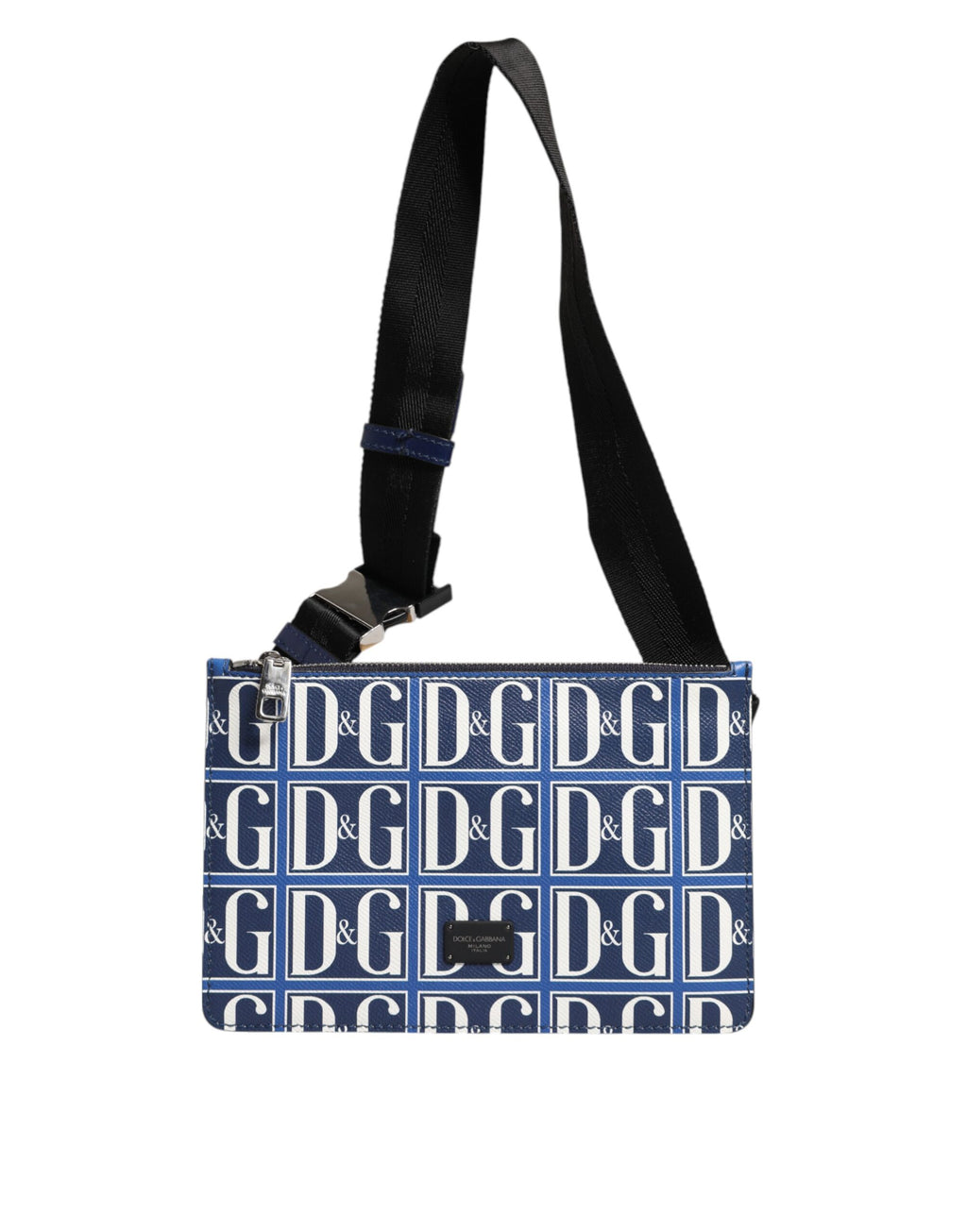 Blue White Leather D&G Logo Plaque Crossbody Borse Bag