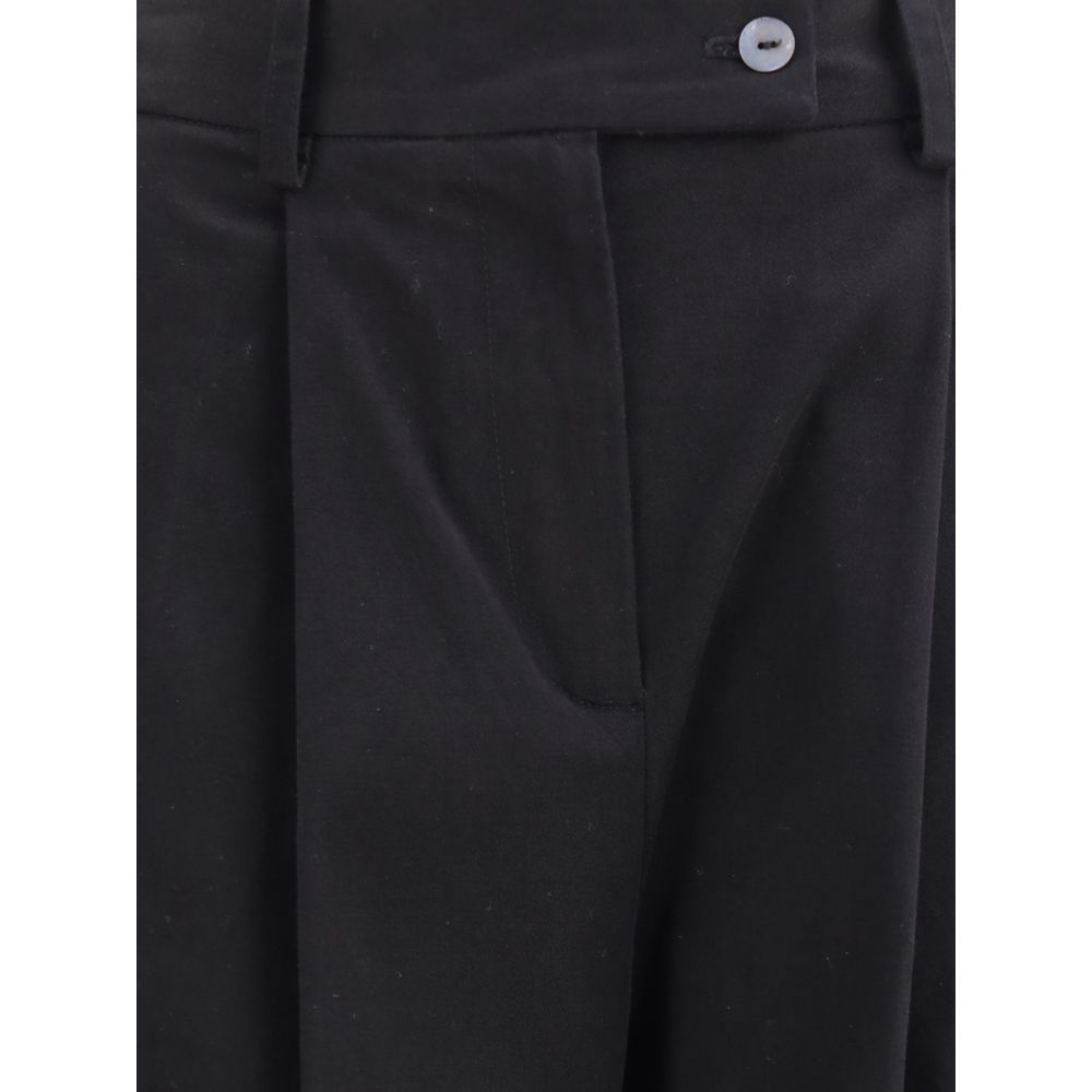 Black Cotton Casual Pants