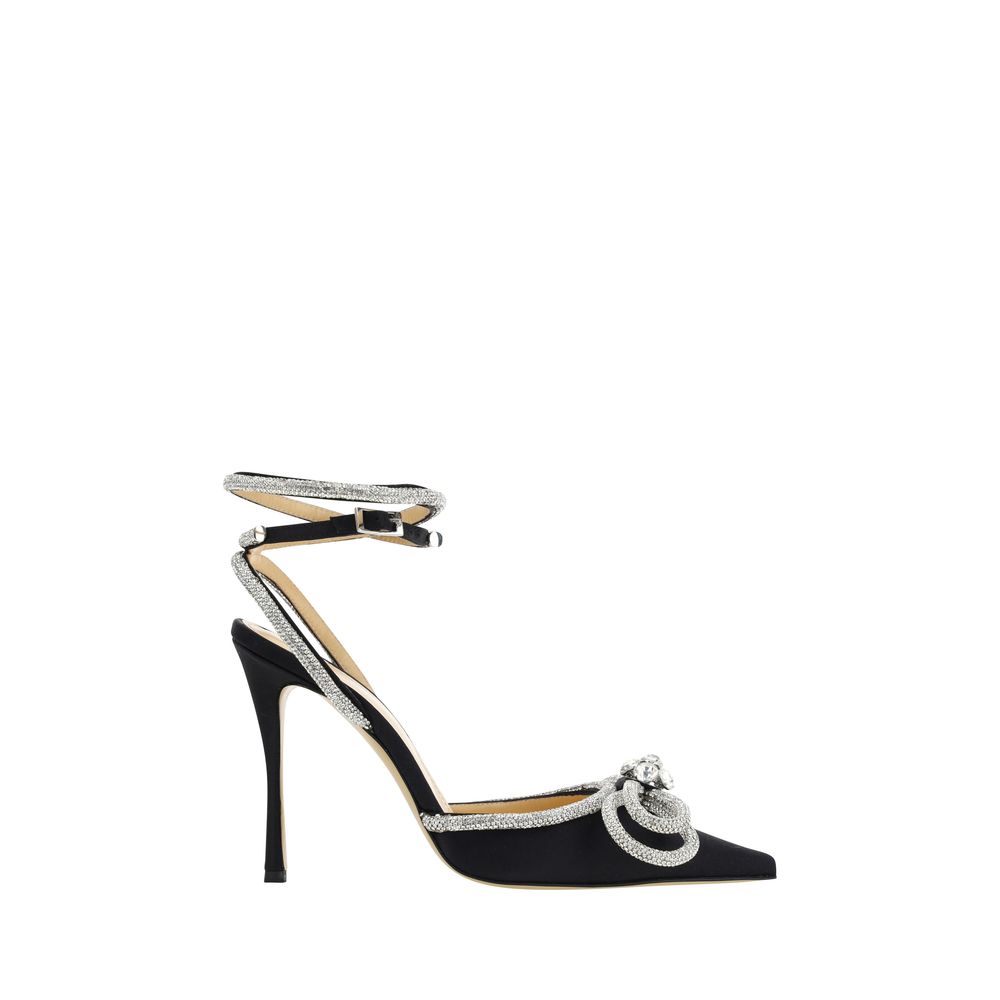 Black Silk Stiletto Heel Sandals