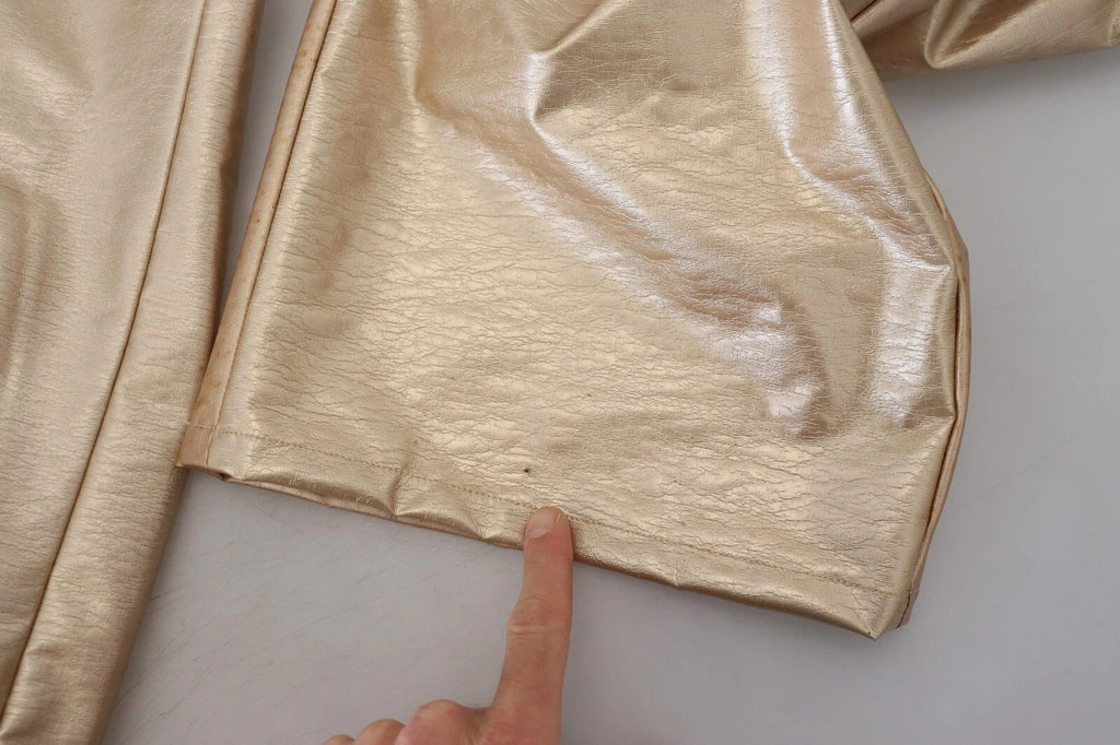 Metallic Gold Polyester StraightTrouser Pants