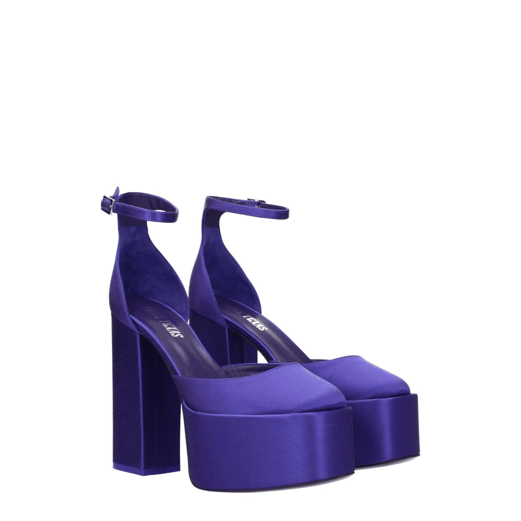 Purple Satin Platform Sandals