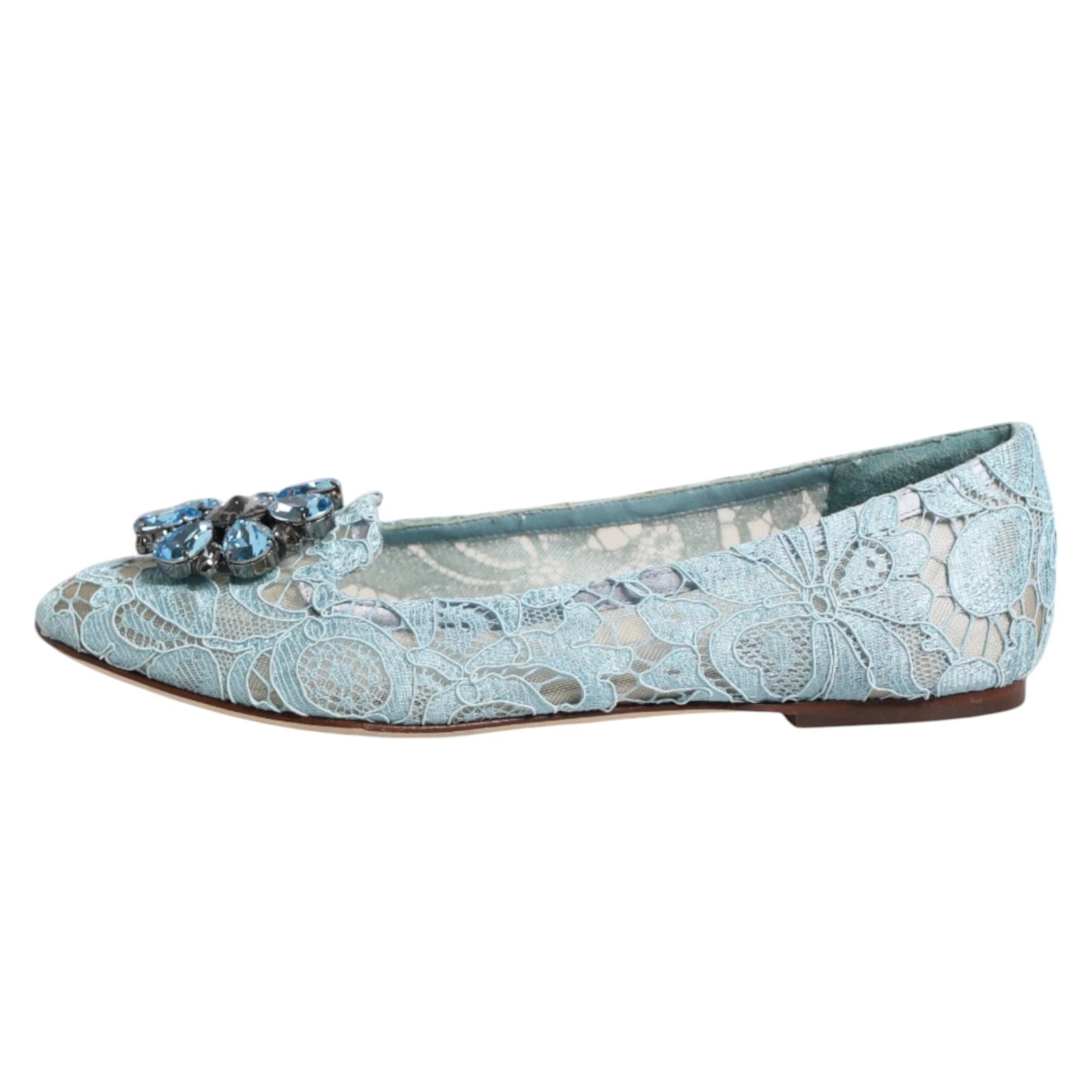 Blue Lace Crystal Ballet Flats Loafers Shoes