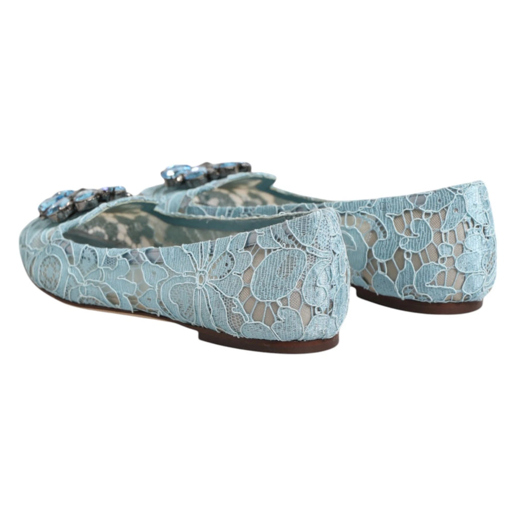 Blue Lace Crystal Ballet Flats Loafers Shoes