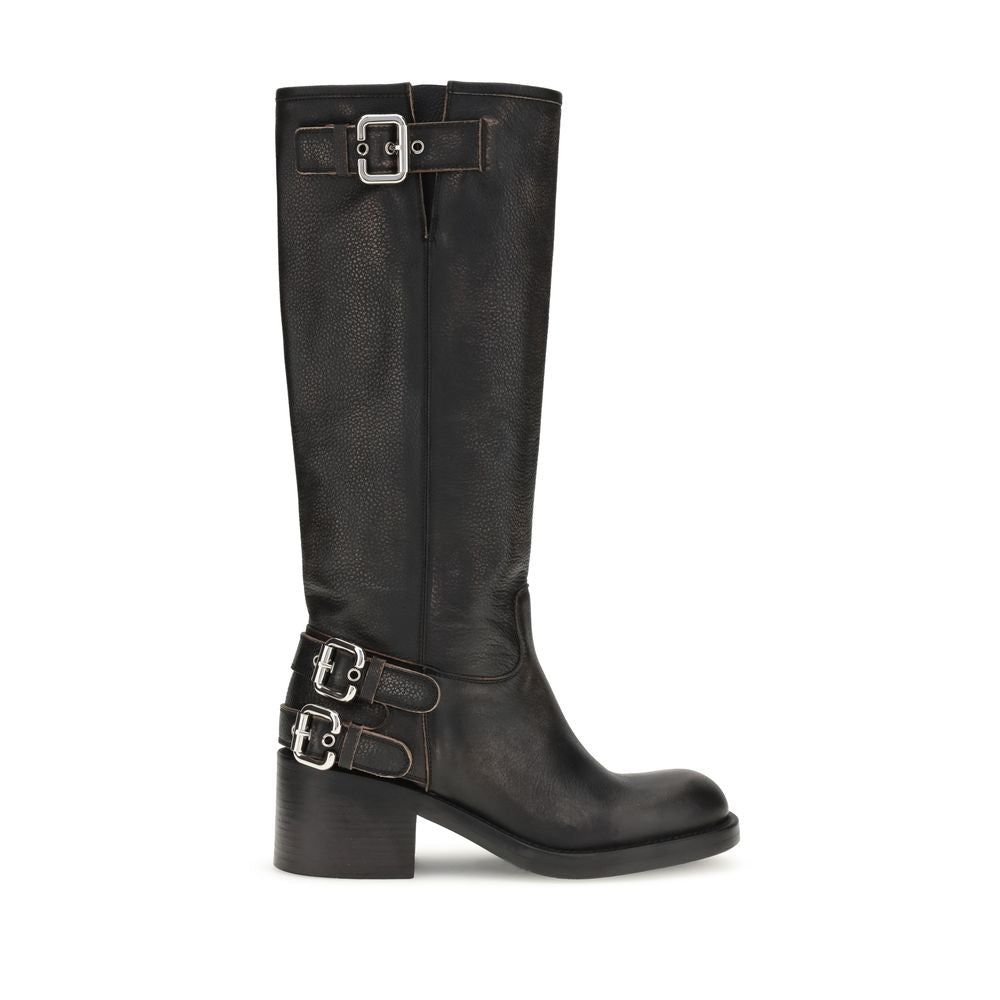 Black Calf Leather Bos Taurus Lace-Up Boots