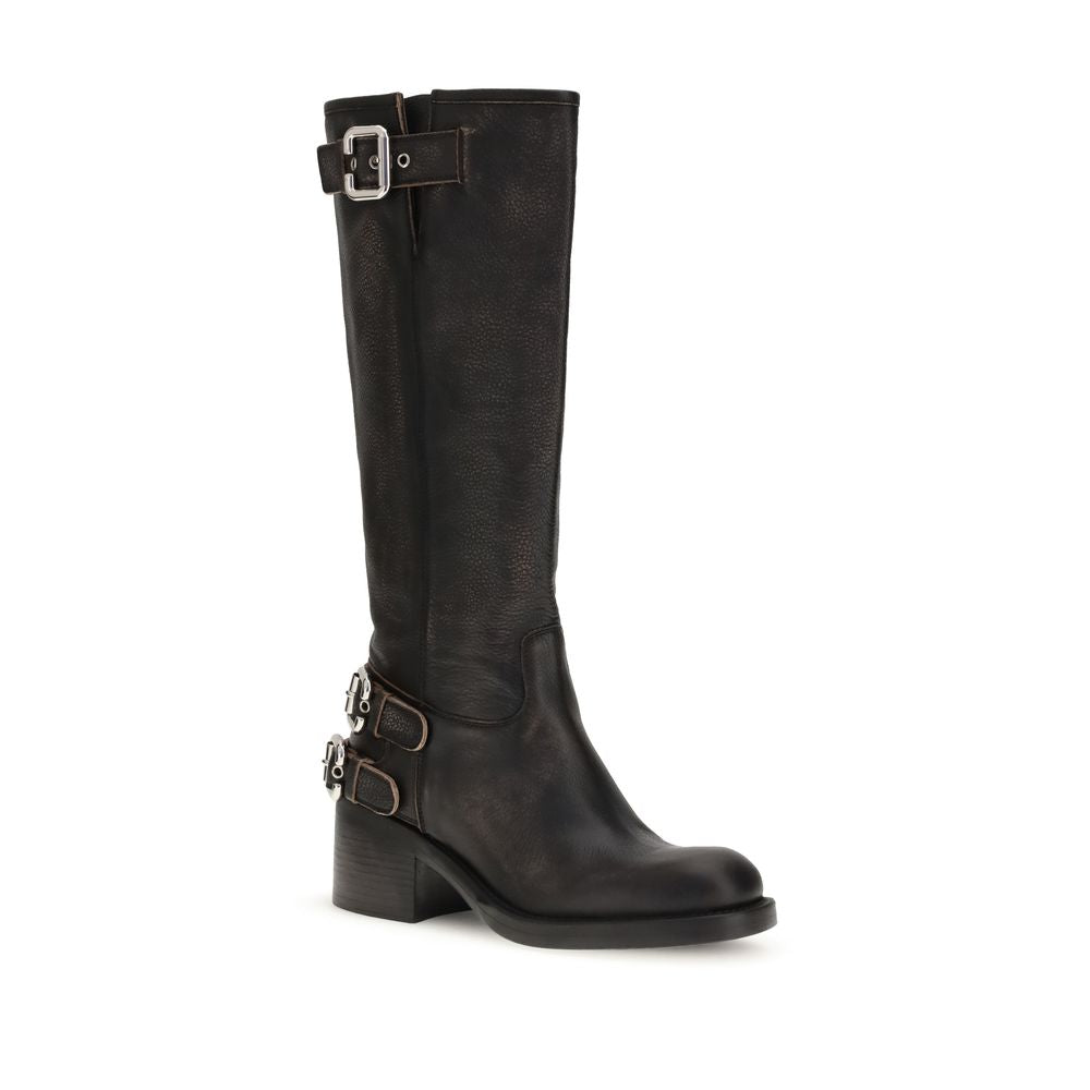 Black Calf Leather Bos Taurus Lace-Up Boots