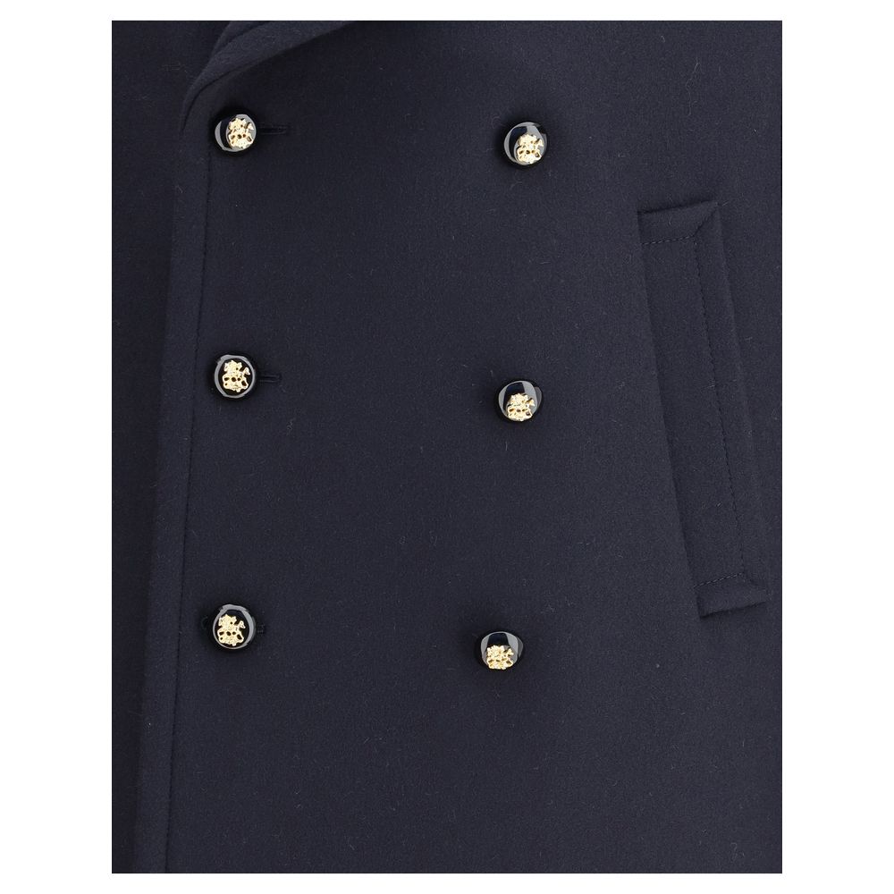 Blue Fleece Wool Coat