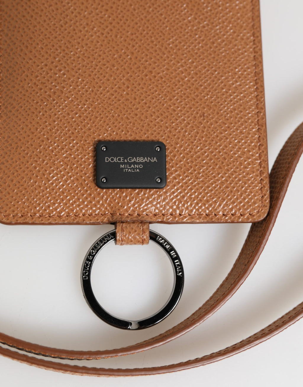 Dark Brown Leather Lanyard Logo Card Holder Men Wallet