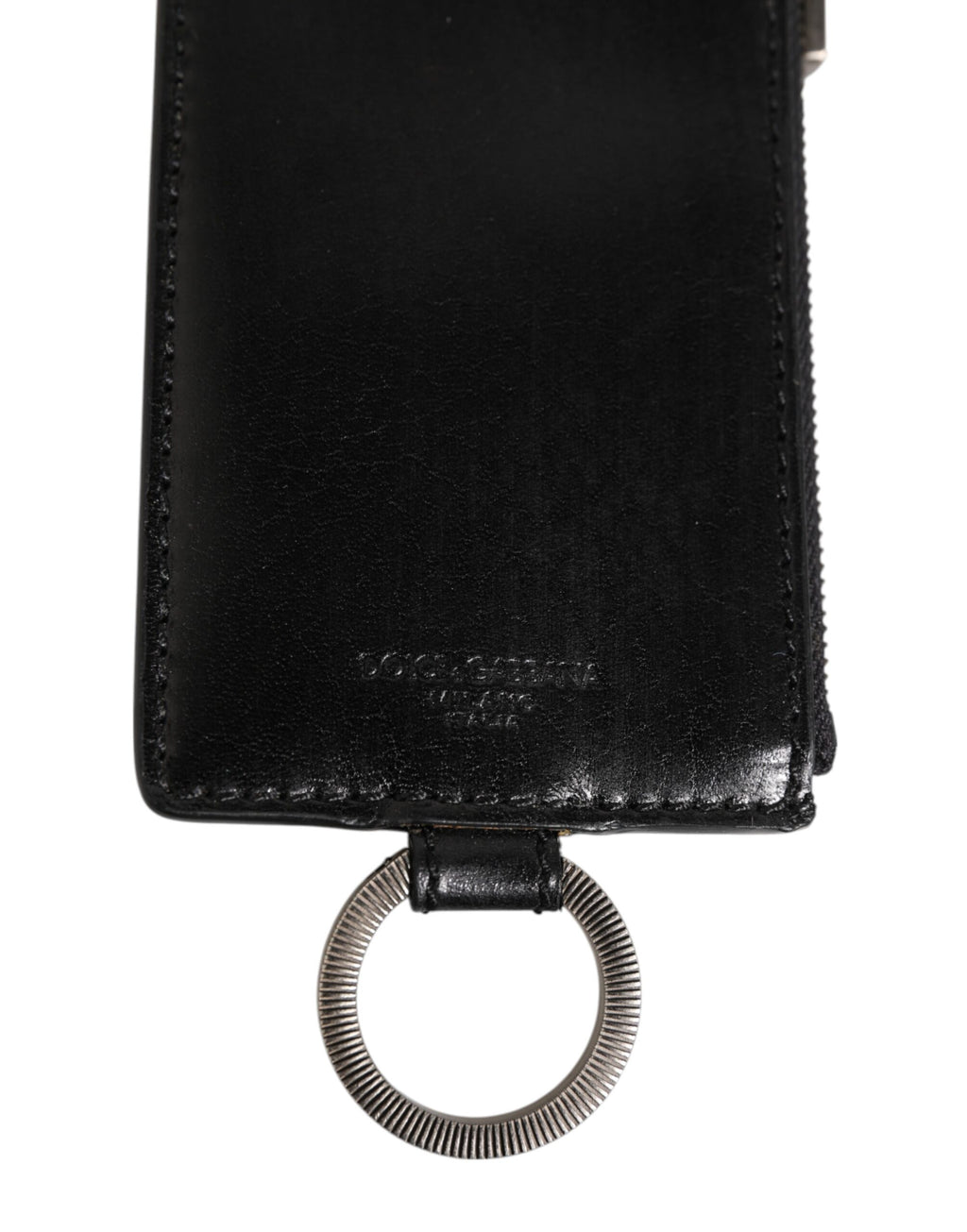 Black Leather Logo Embossed Lanyard Card Holde Wallet
