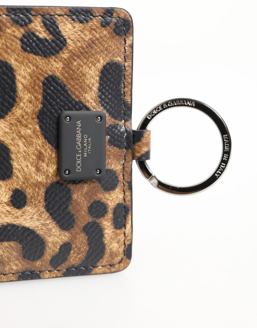 Leopard Print Leather Embossed Lanyard Card Holder Wallet