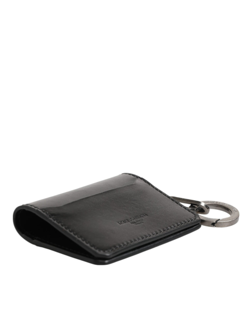 Wallet Black Leather Logo Embossed Key Chain Card Holder Wallet