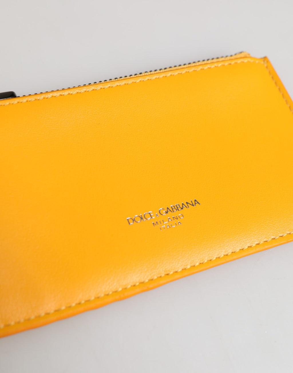 Yellow Orange Leather Credit Card Key Holder Clip On Wallet