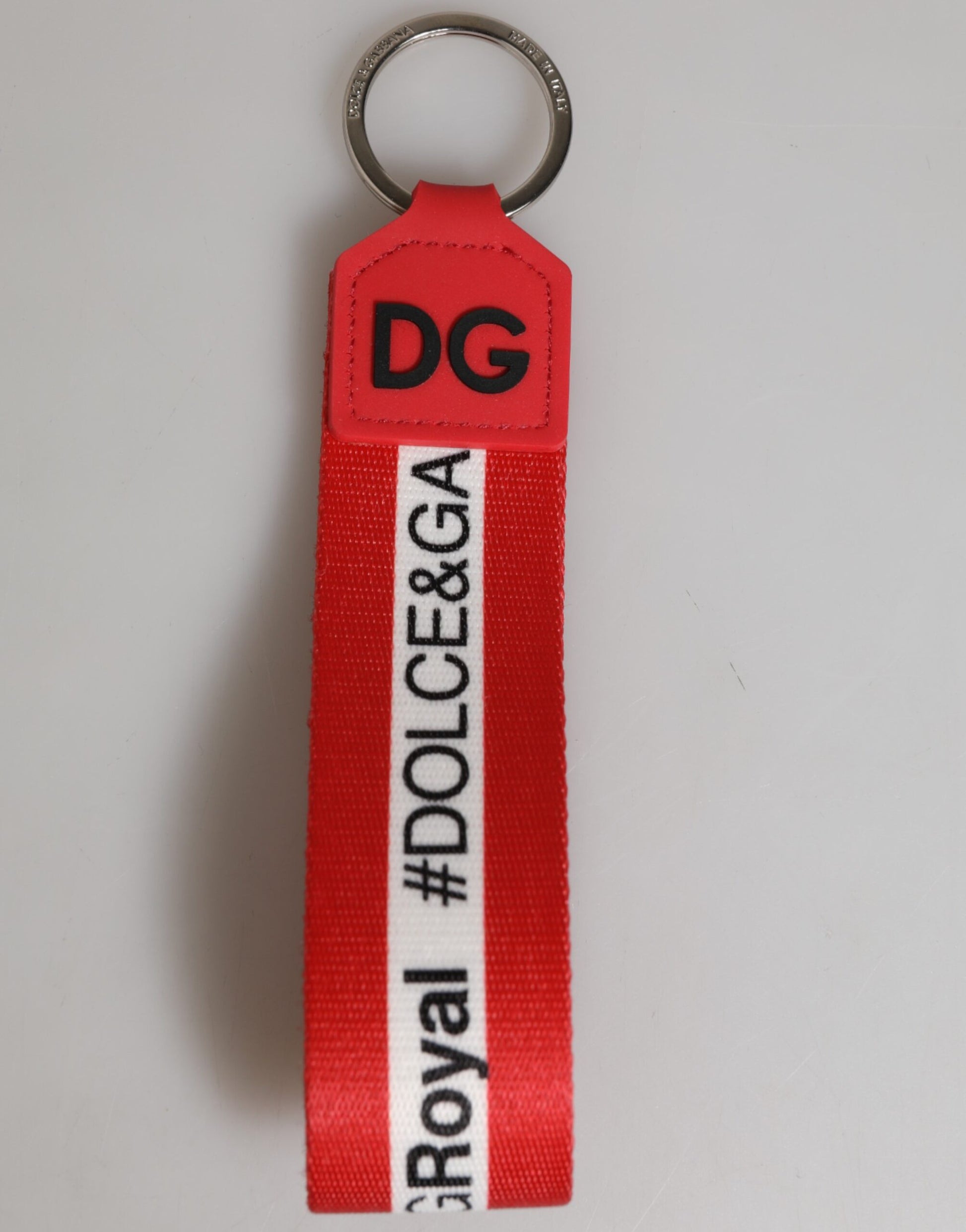 Red Logo Polyester Silver Brass Holder Keychain Men Keyring