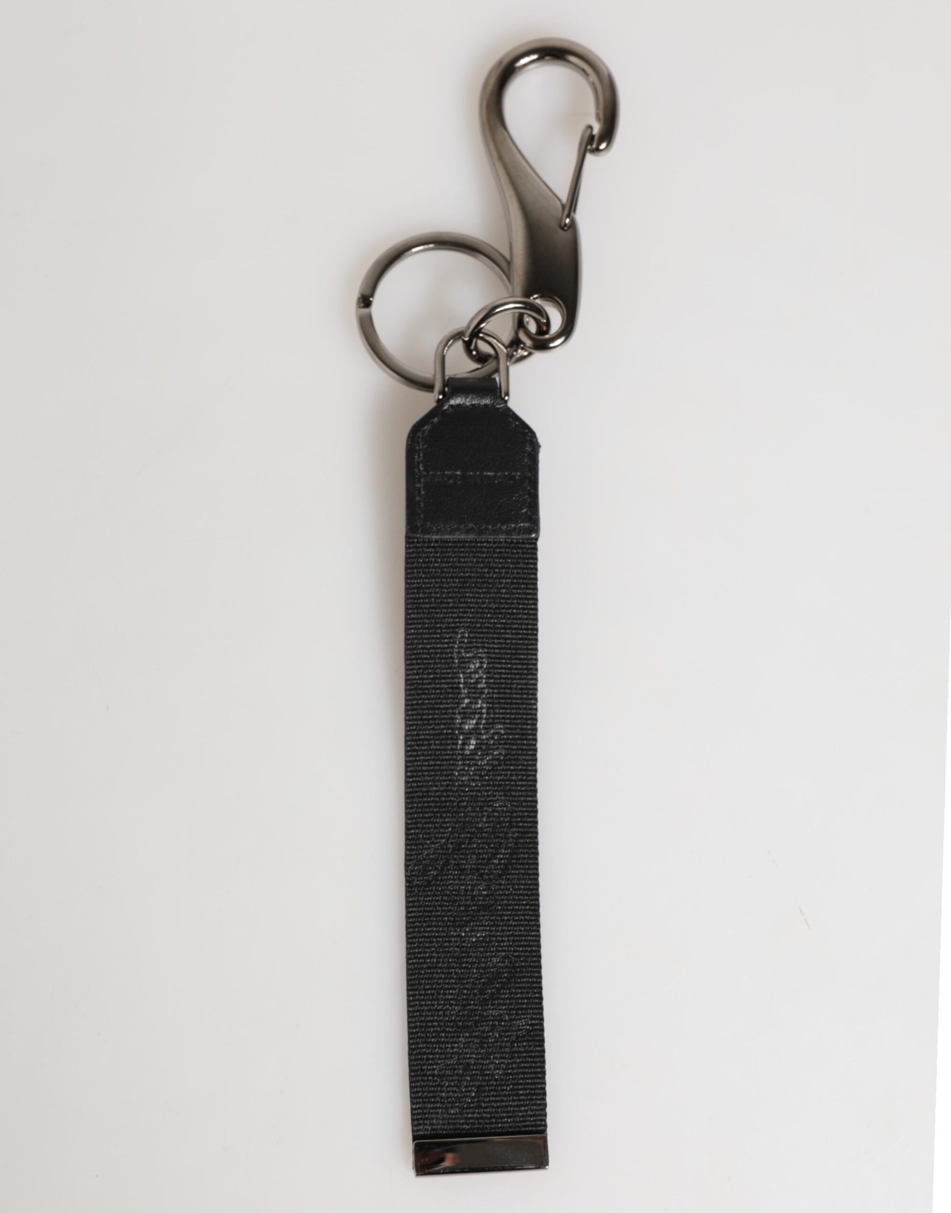 Black White Polyester DG Logo Silver Men Keychain Keyring