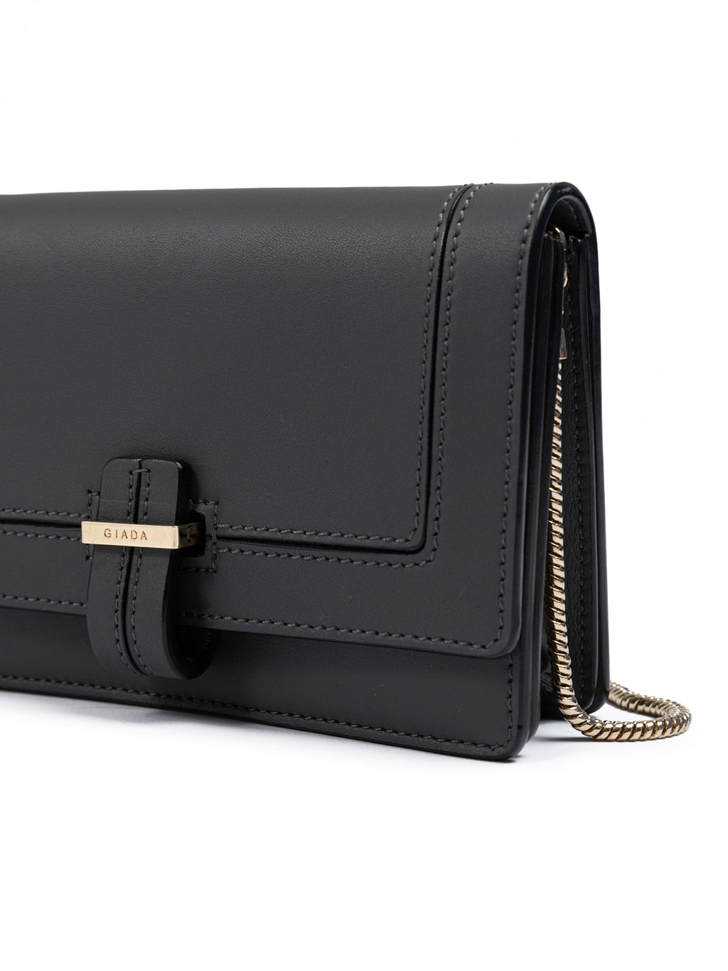 Dark Grey Leather Clutch Bag