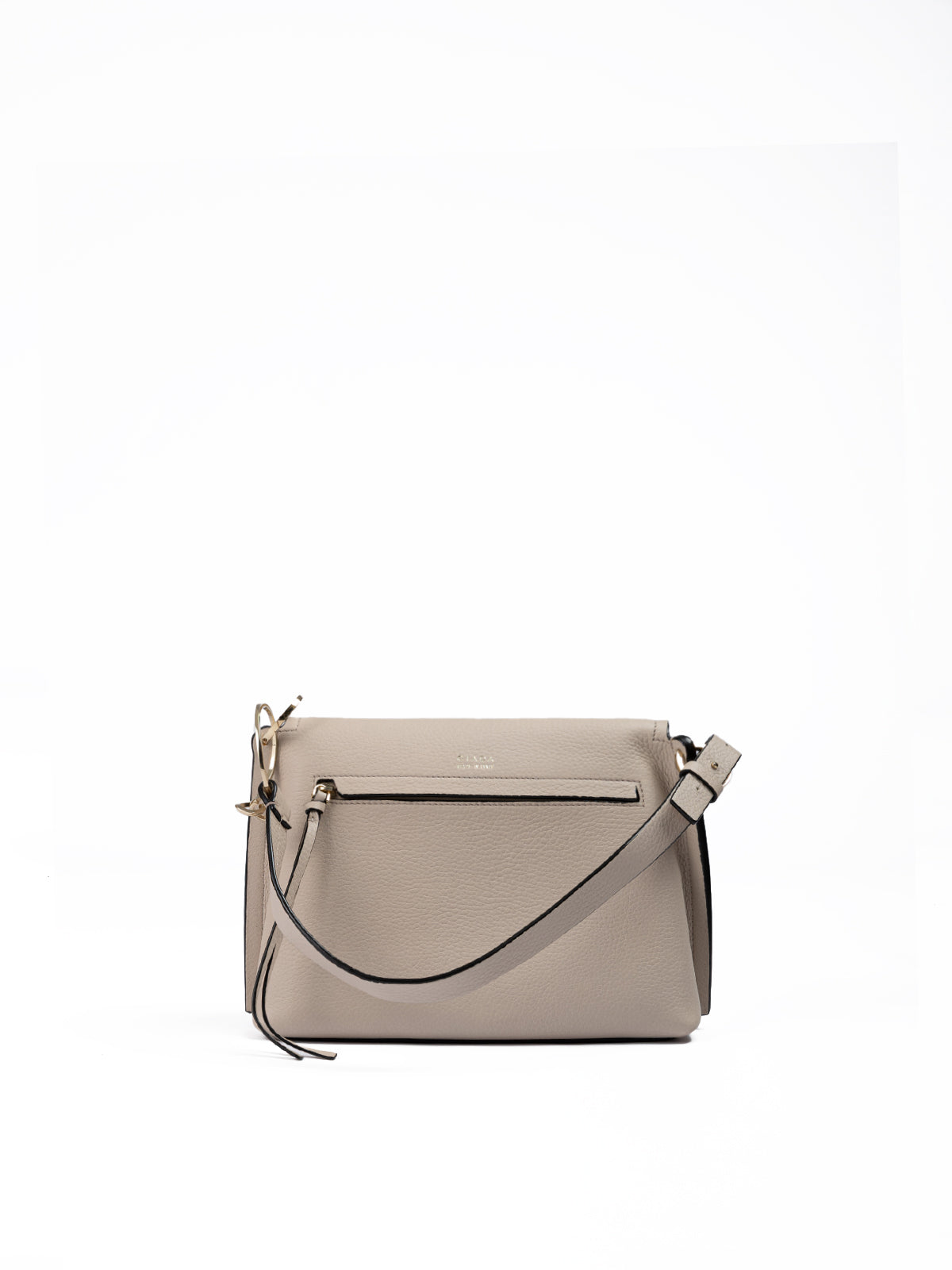 Beige Grained Leather Crossbody Bag