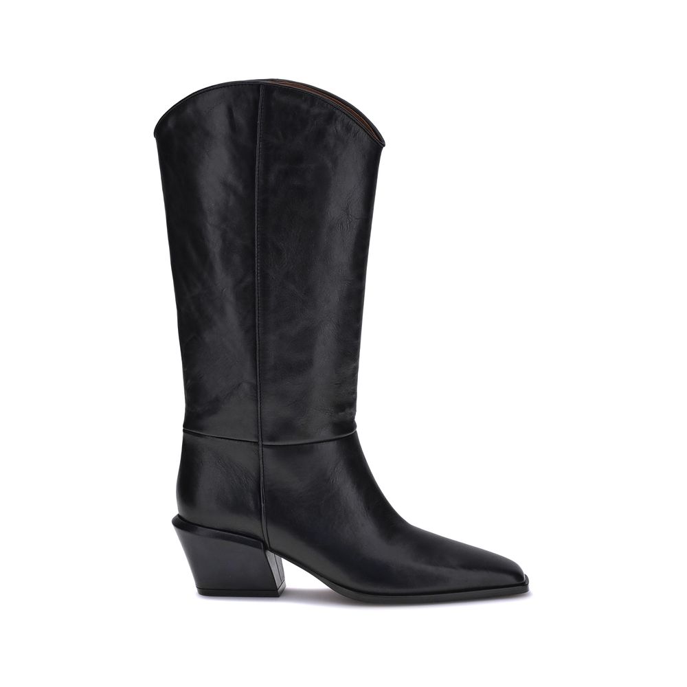 Black Calf Leather Bos Taurus Ankle Boots