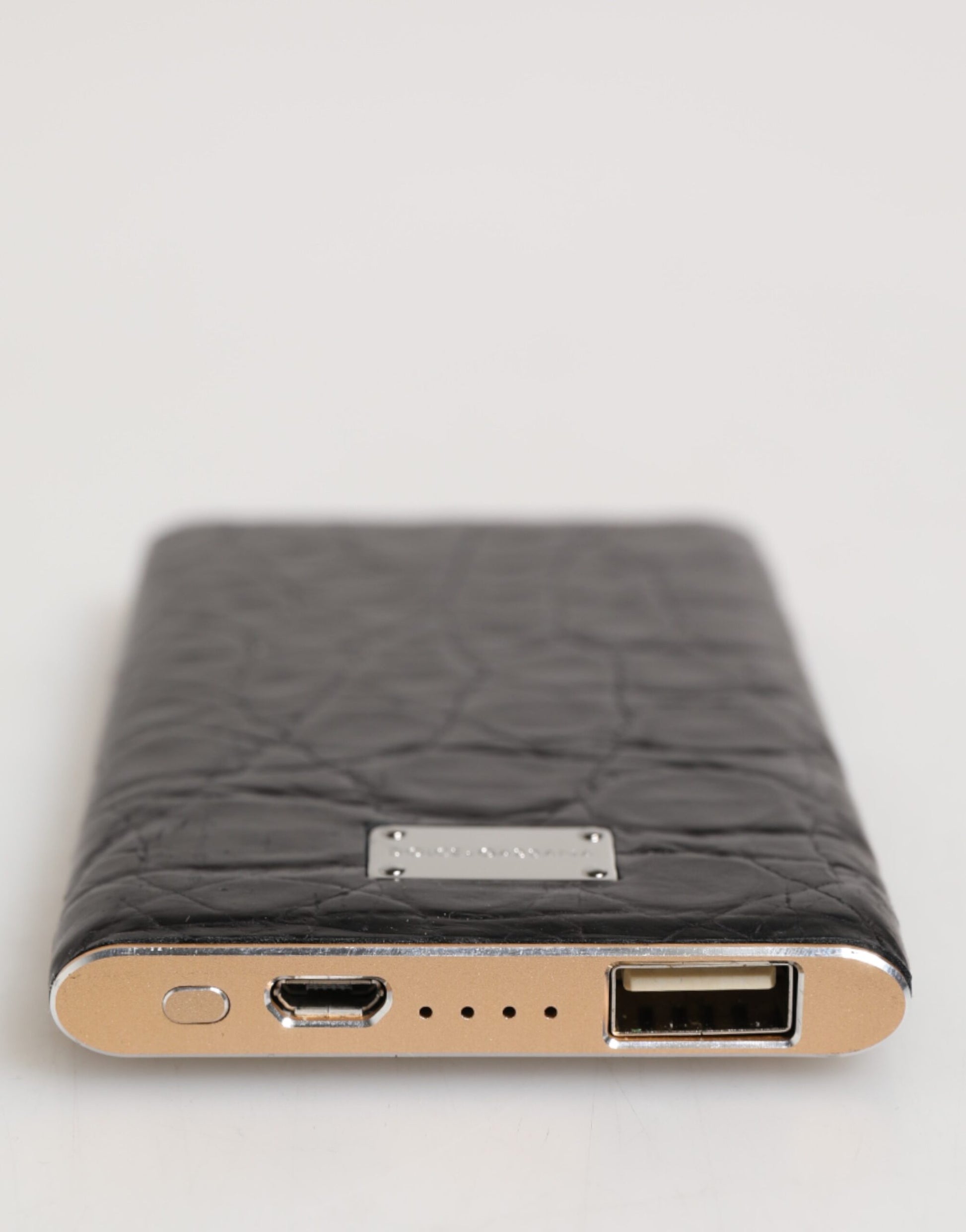 Black Leather Embossed Skin 3000mAh Power Bank Charger USB
