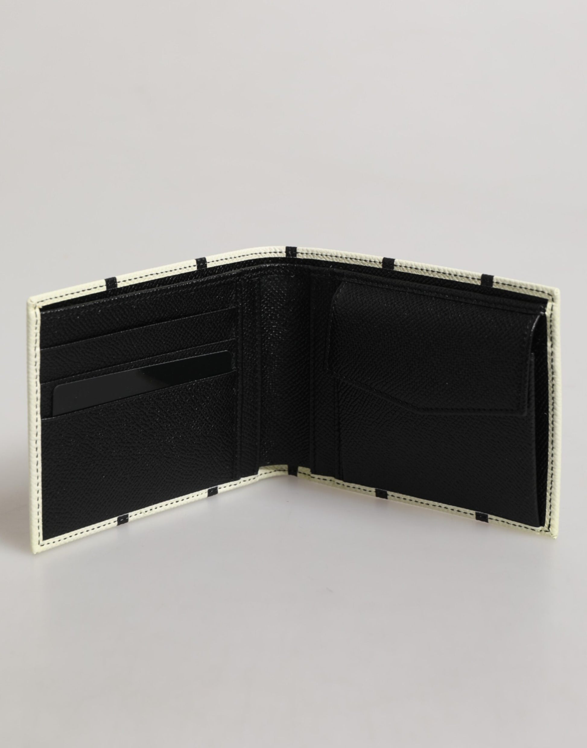White Leather DG Crown Royals Bifold Card Holder Wallet