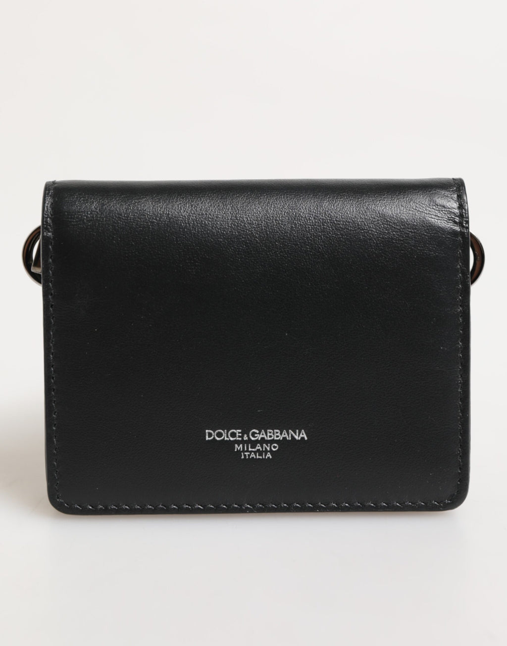 Black Leather DG Logo Bifold Card Holder Men Borse Wallet