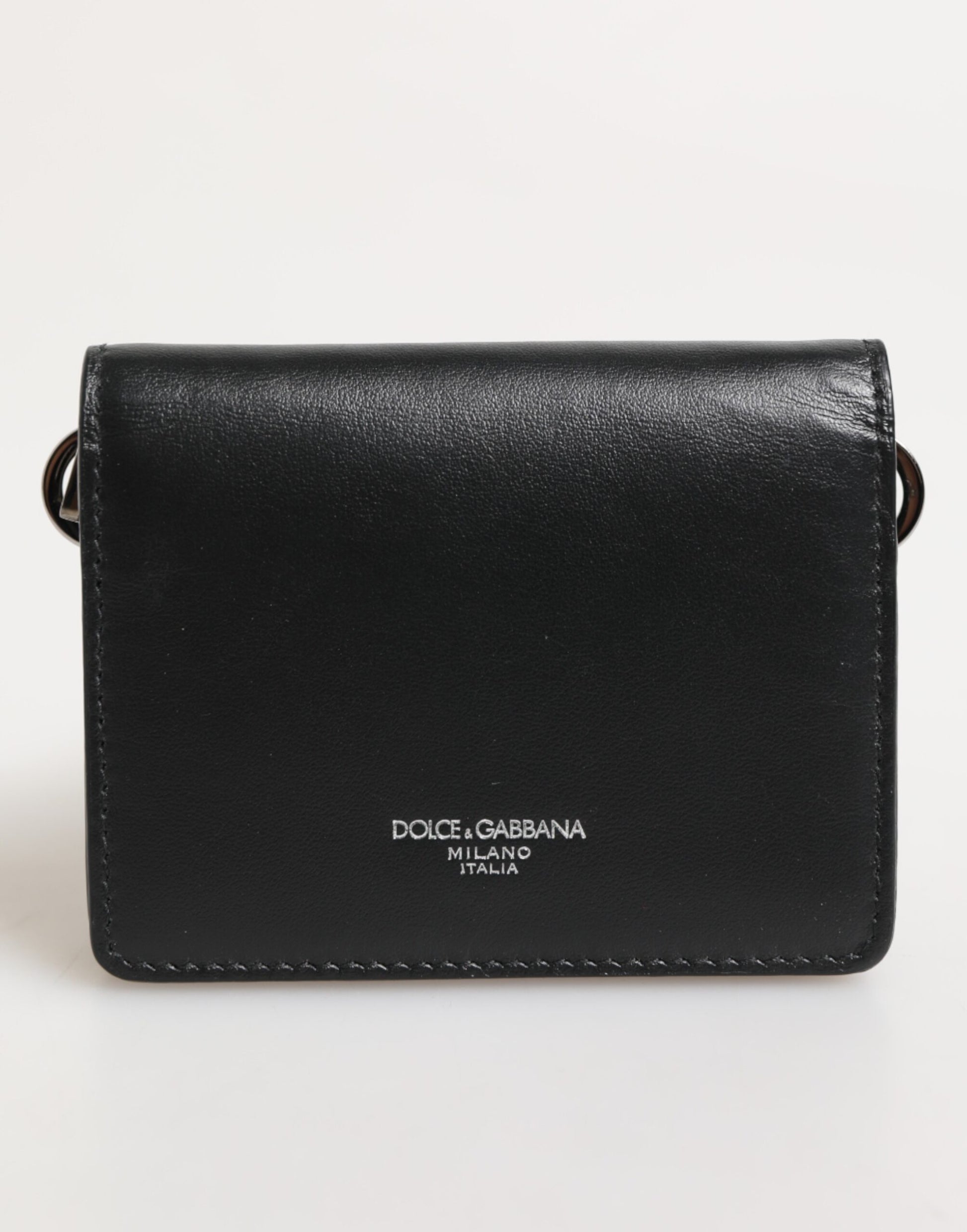 Black Leather DG Logo Bifold Card Holder Men Borse Wallet