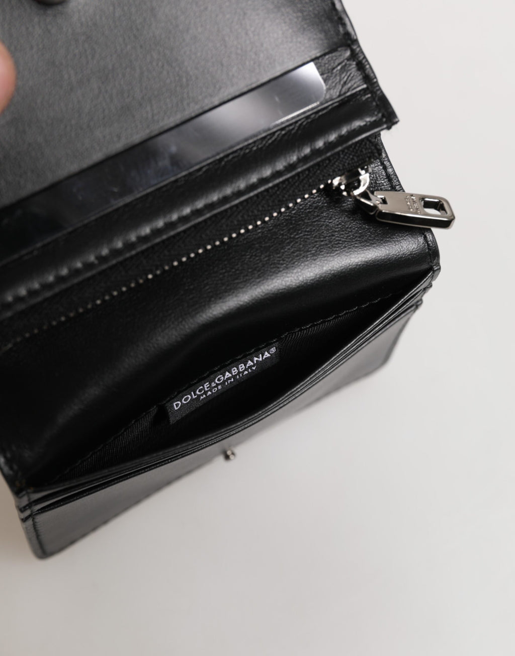 Black Leather DG Logo Bifold Card Holder Men Borse Wallet