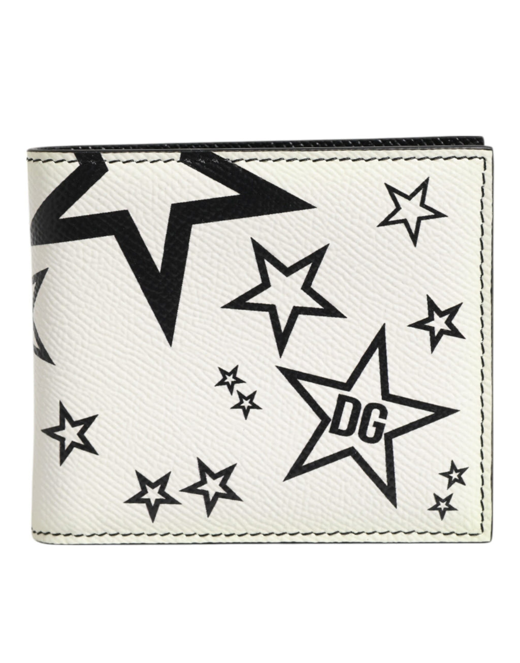 White Leather DG Star Logo Bifold Men Card Holder Wallet